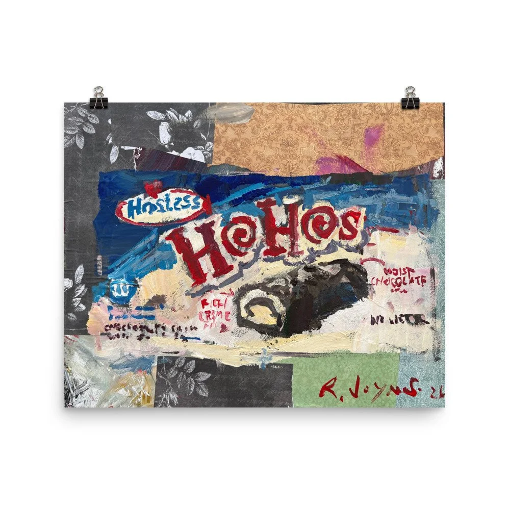 Hostess ho ho's fine art print hanging from clips