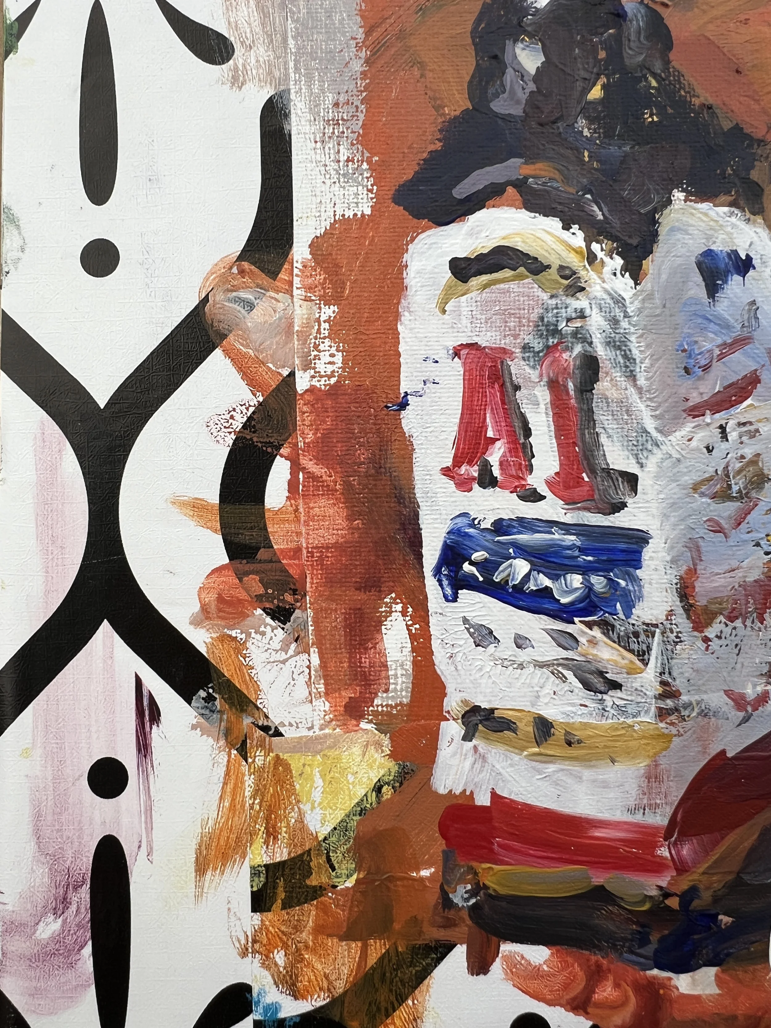 Brushwork detail of Bold expressive painting of A1 Steak Sauce bottle