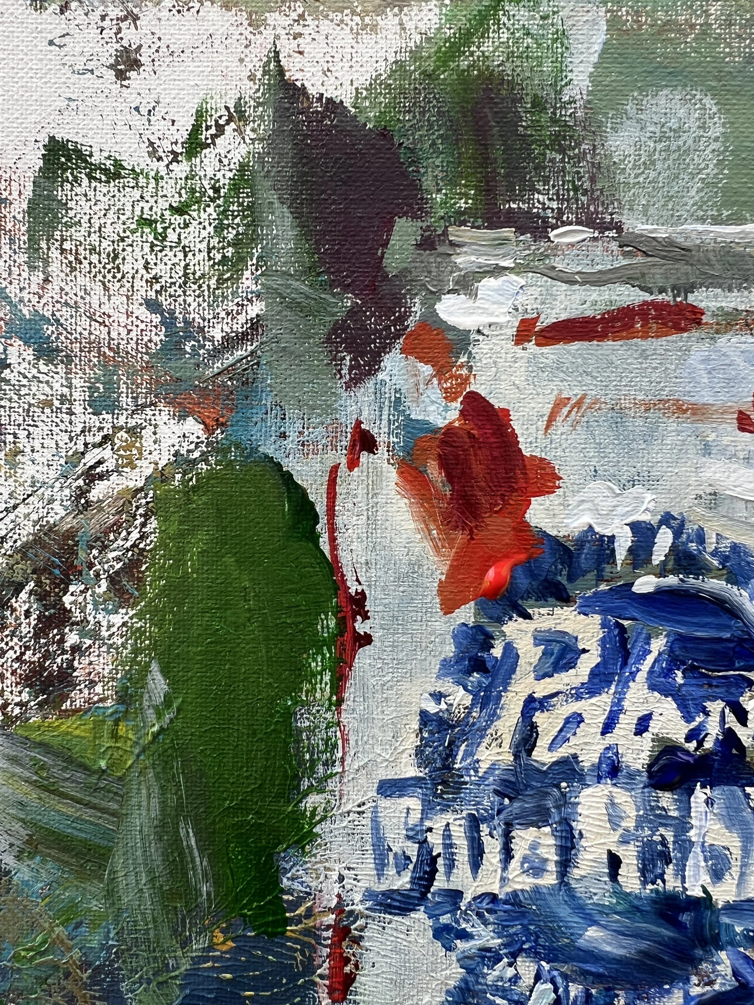 Bold expressive painting of Pabst Blue Ribbon close-up 1