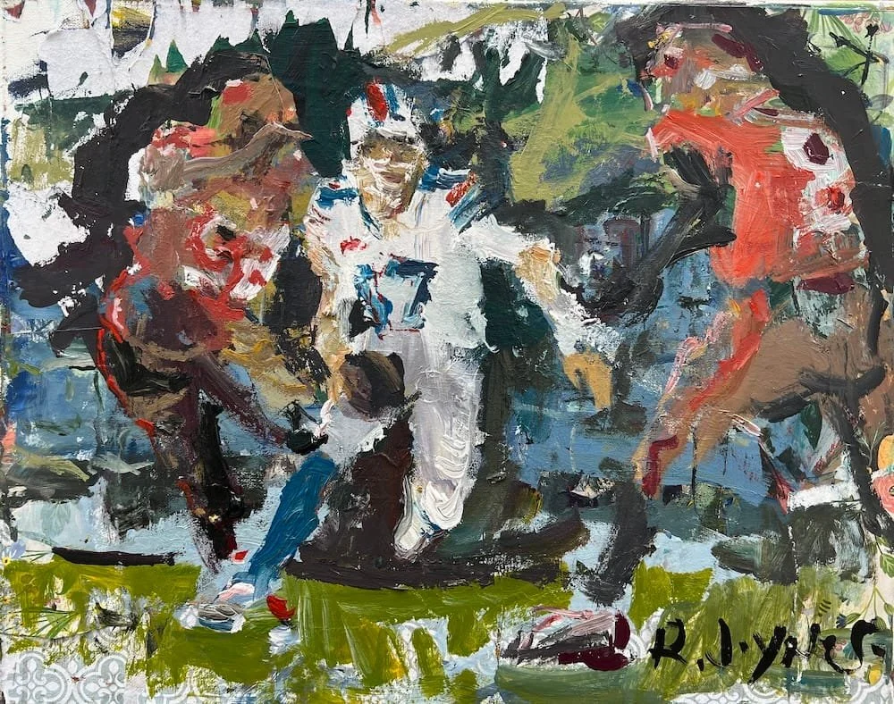 Josh Allen Buffalo Bills quarterback ready to pass original painting, acrylic sports art by Robert Joyner