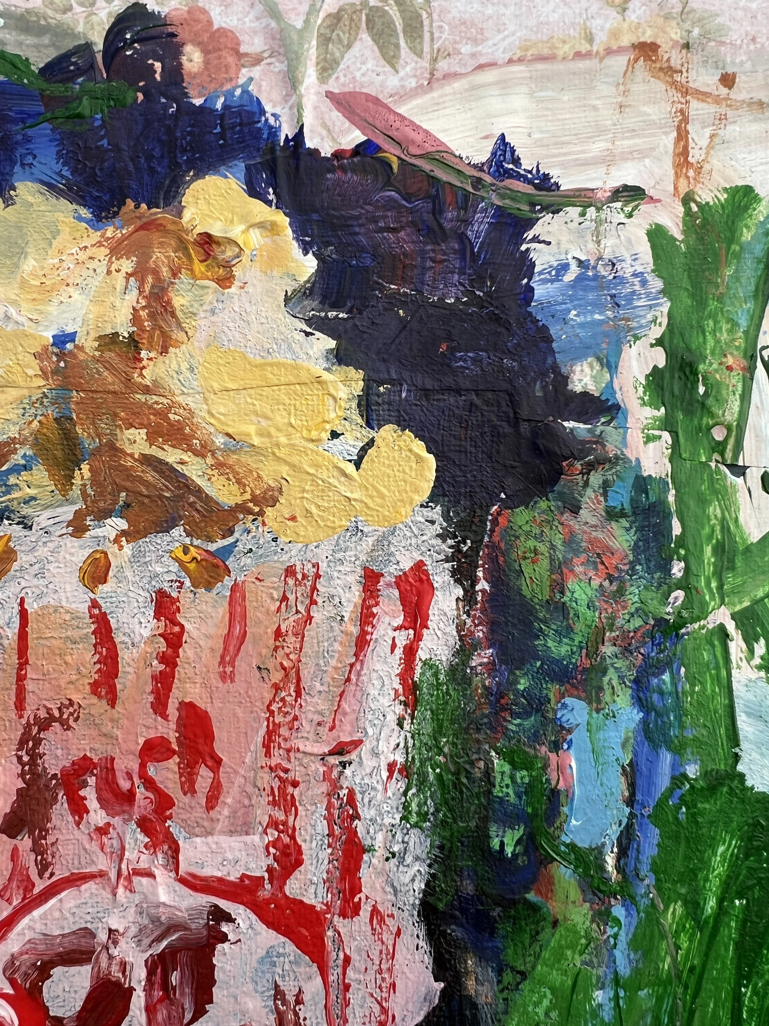 Original mixed media painting of box of popcorn - detail image 2