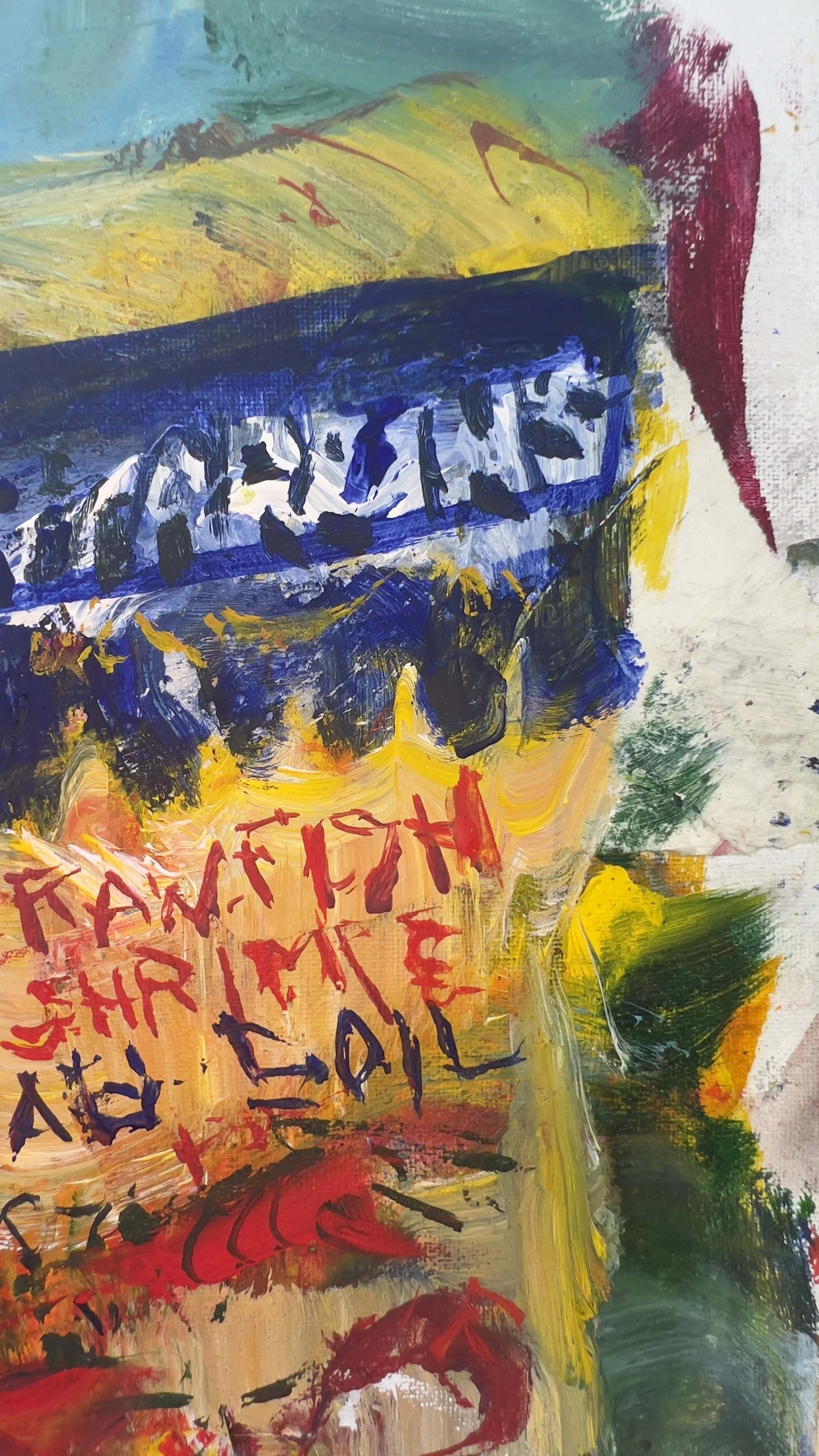 Mixed media painting of a Zatarain's crawfish boil seasoning box painting close up 2