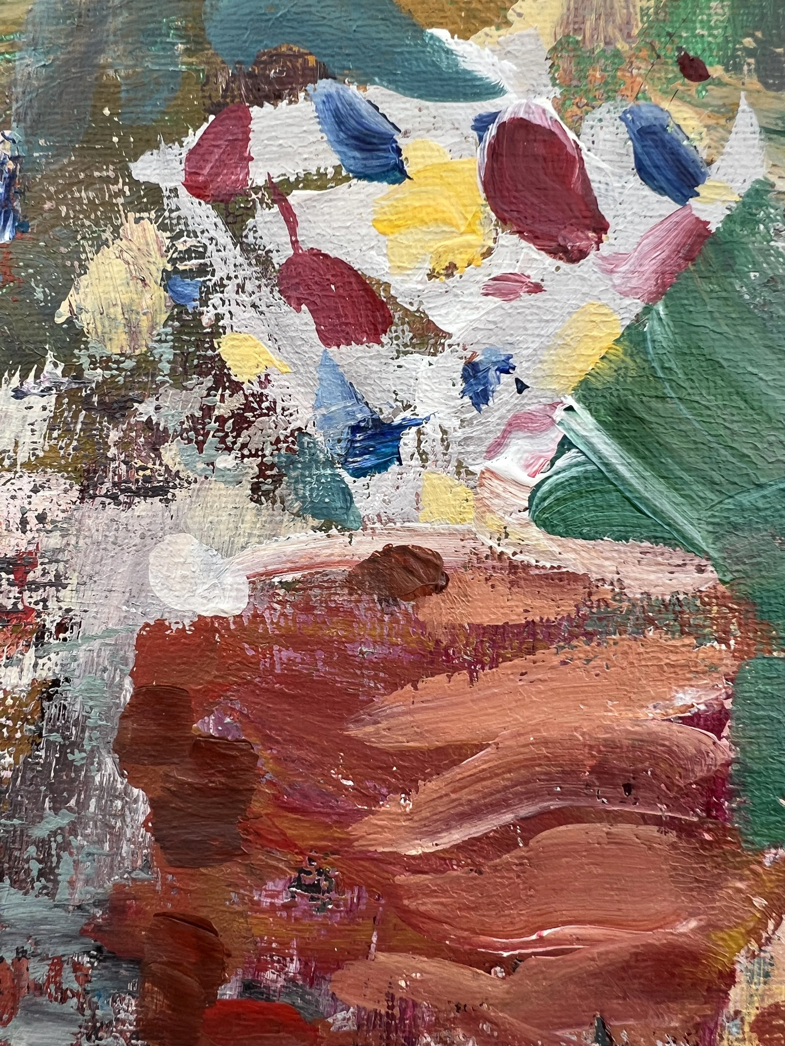 Detail view of Bold expressive painting of Wonder Bread loaf bag