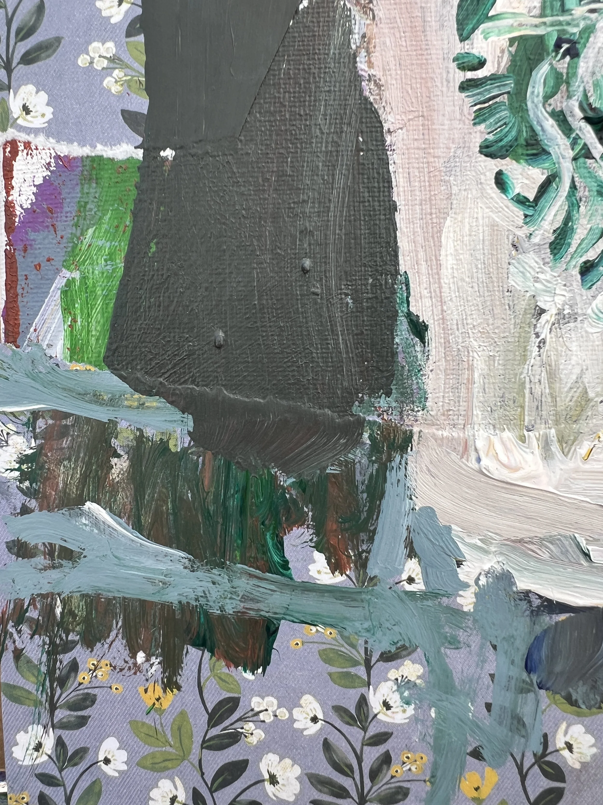 Texture detail of Loose expressive original painting of a Starbucks coffee cup