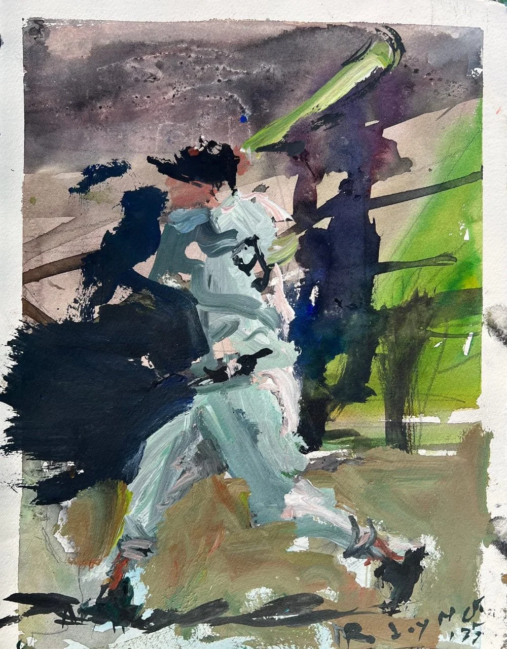 Loose, expressive painting of Ted Williams Robert Joyner
