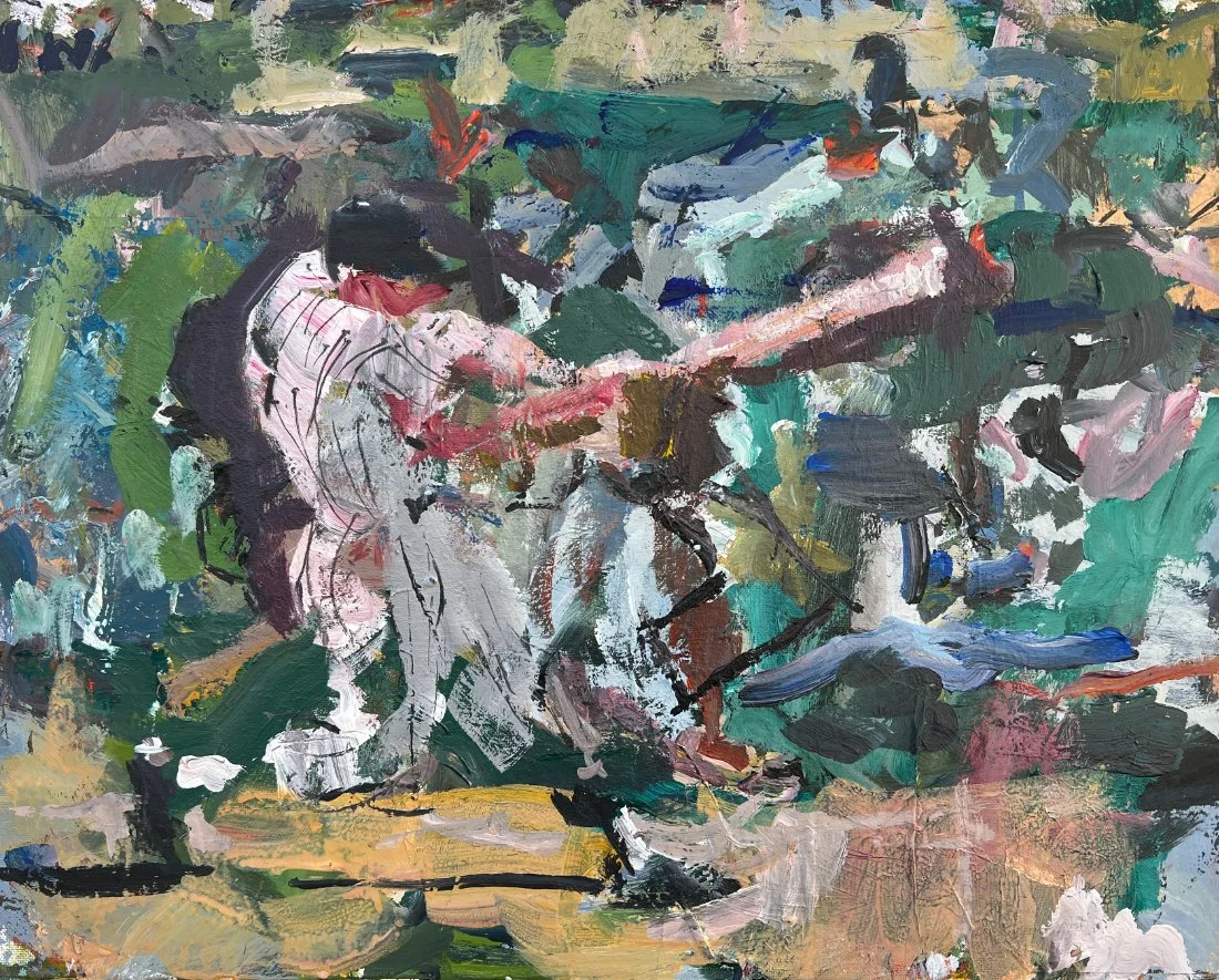 Original abstract style painting of Yankee baseball legend Mickey Mantle