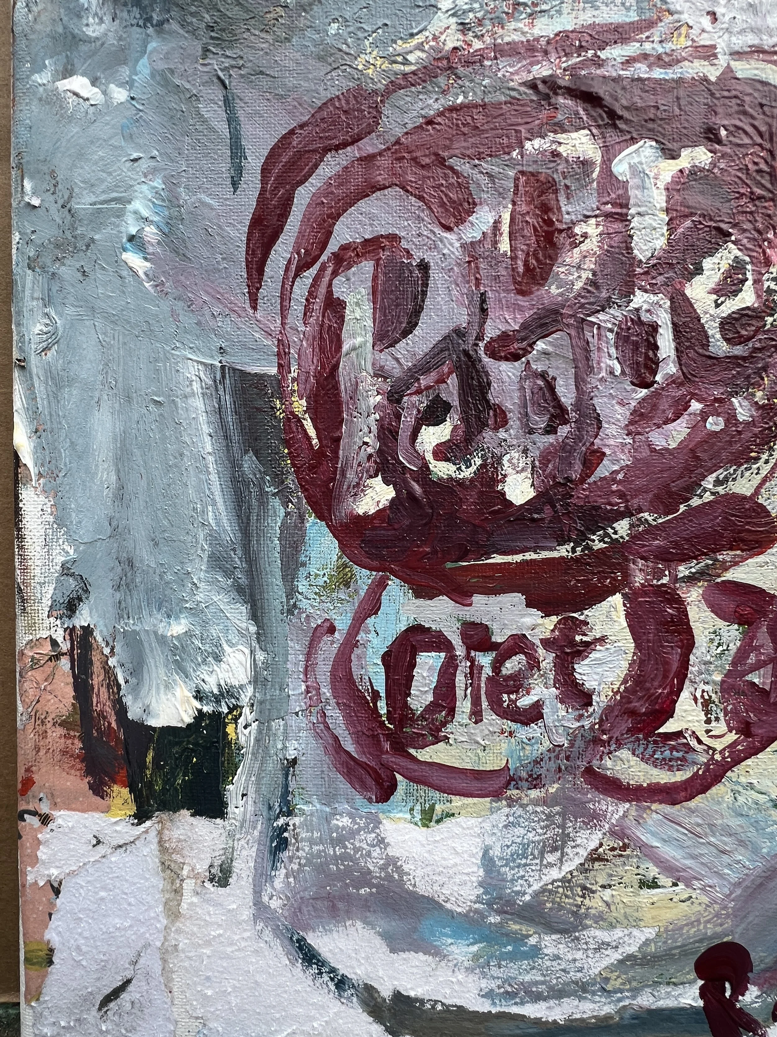 Texture detail of Bold expressive painting of Diet Dr Pepper silver can