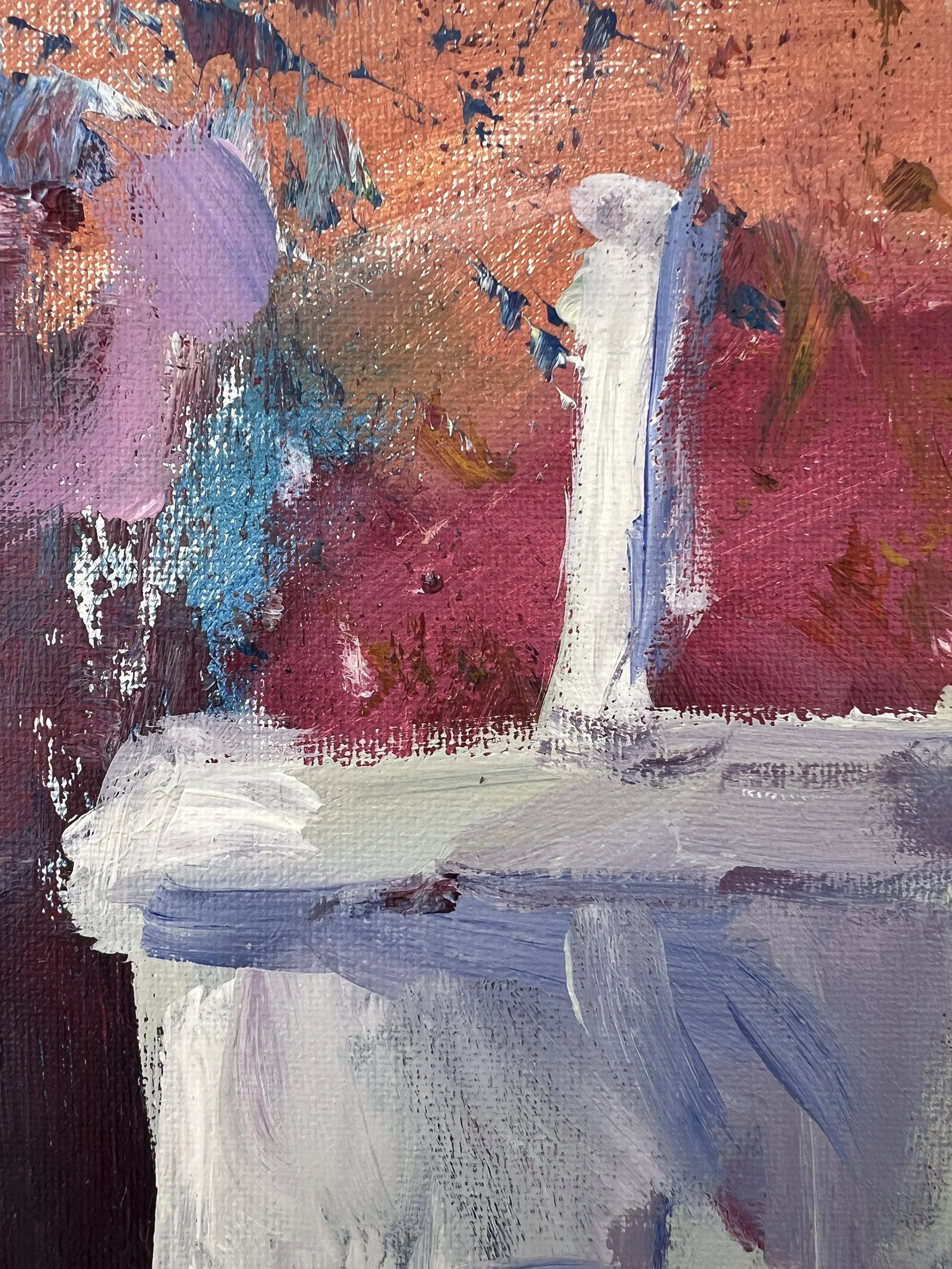 Bold expressive painting of Burger King cup with logo, acrylics on 14x11 canvas - close up 1