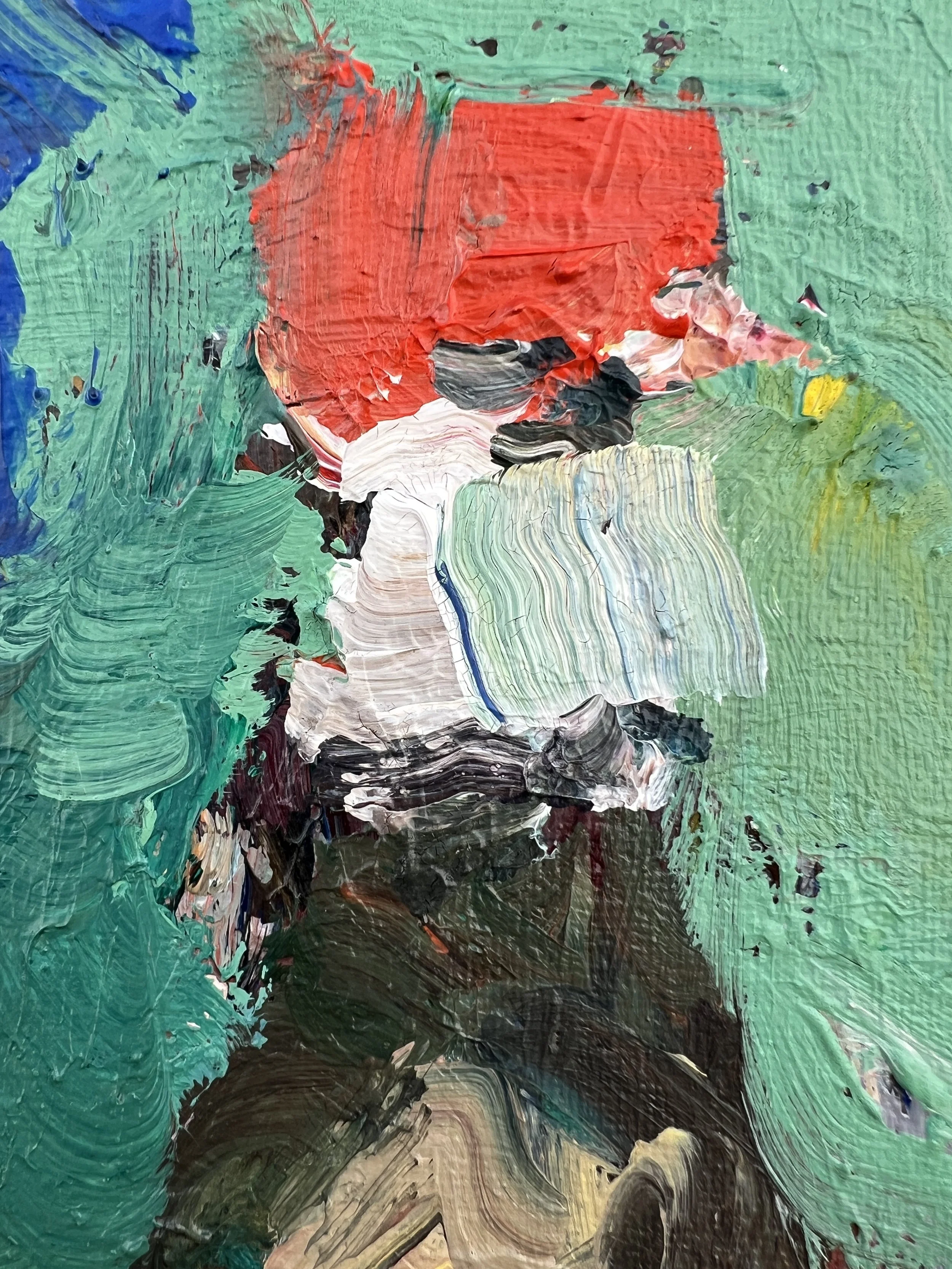 Detail view of Loose expressive original painting of Kikkoman soy sauce bottle