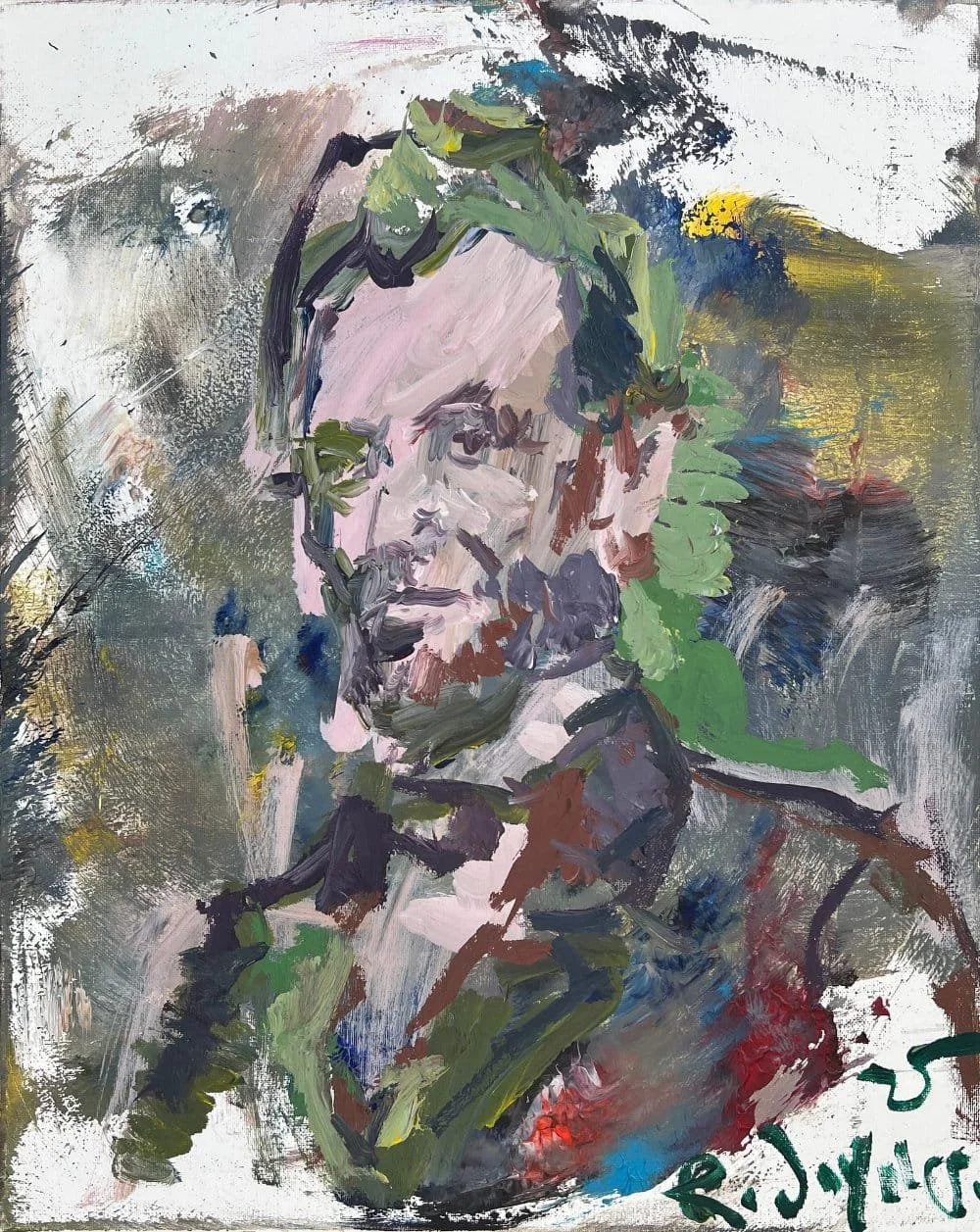 Original expressive portrait of Abraham Lincoln with bold brushwork and bold color contrasts