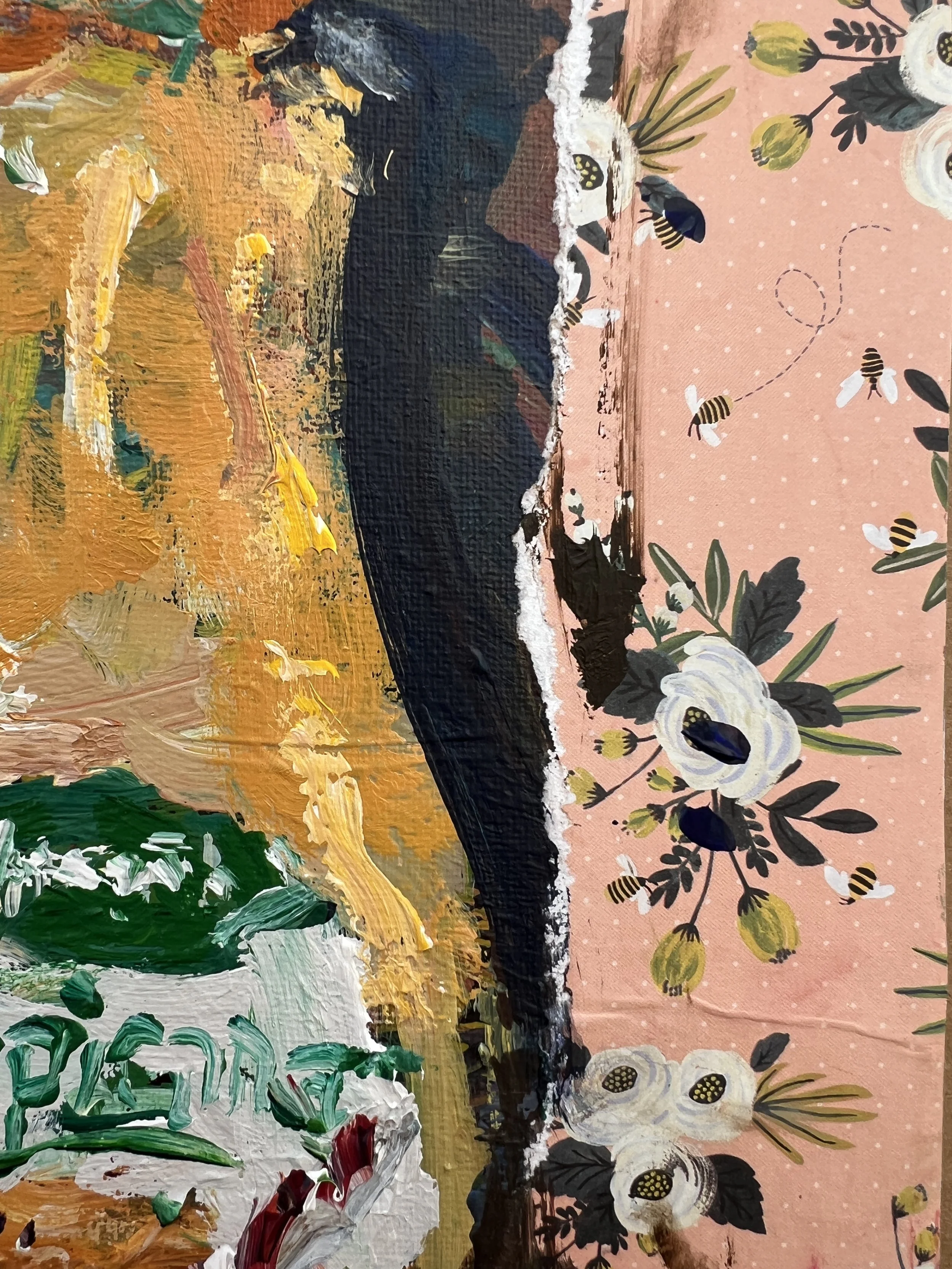 Close-up of Loose expressive original painting of Tropicana orange juice bottle