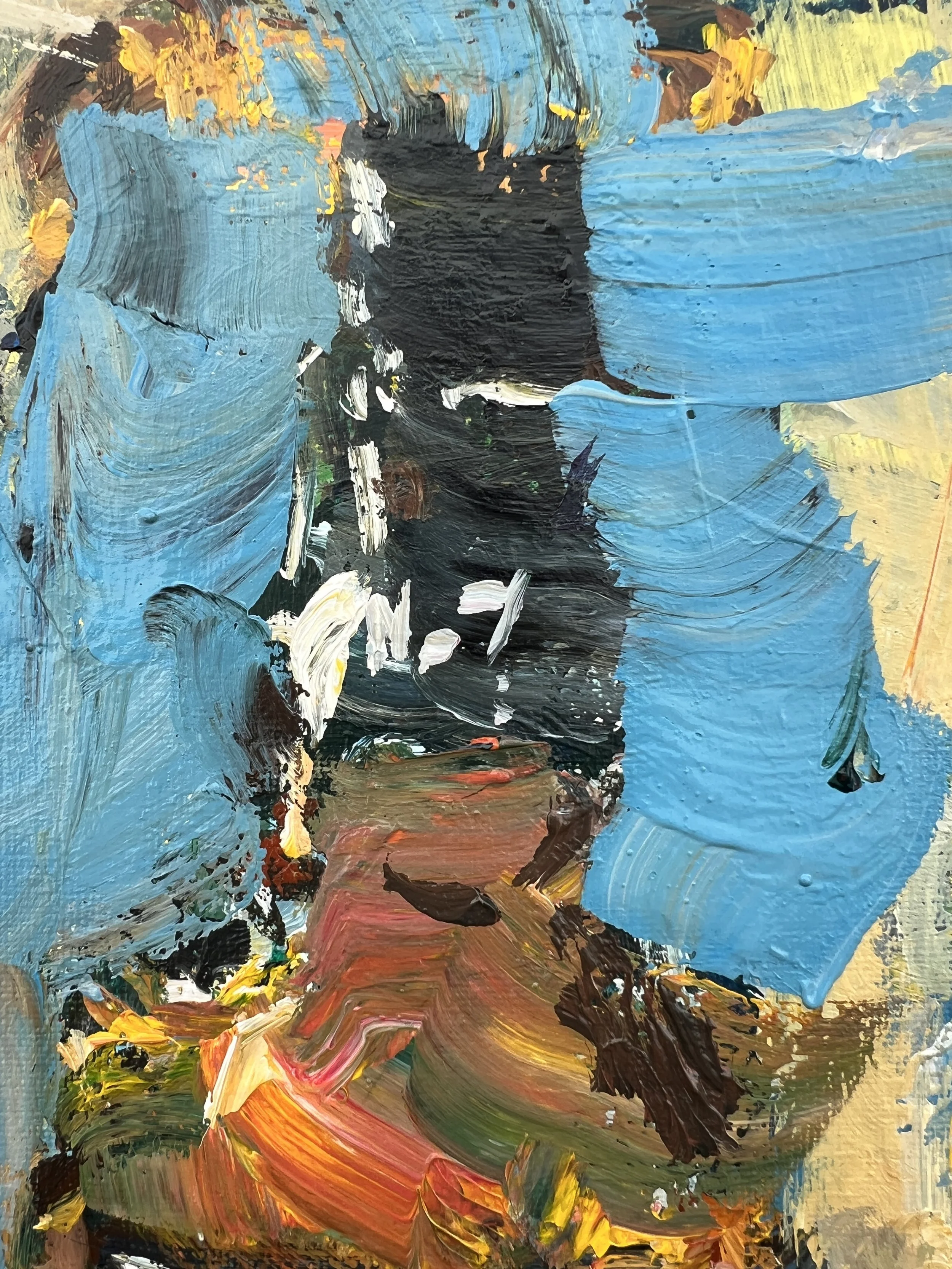 Detail view of Bold expressive painting of Jack Daniel's whiskey bottle