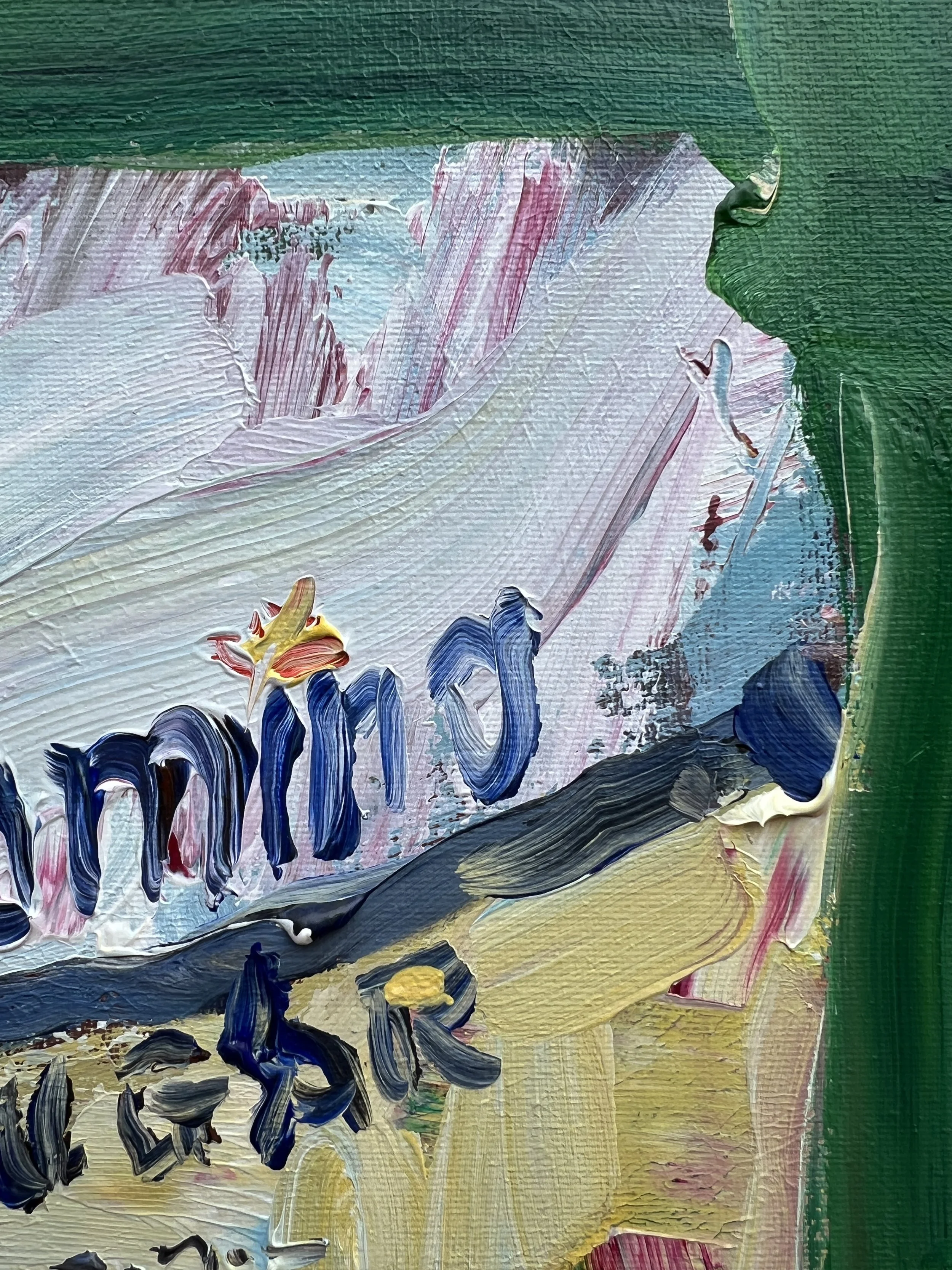 Close-up of Bold expressive painting of Domino sugar yellow bag