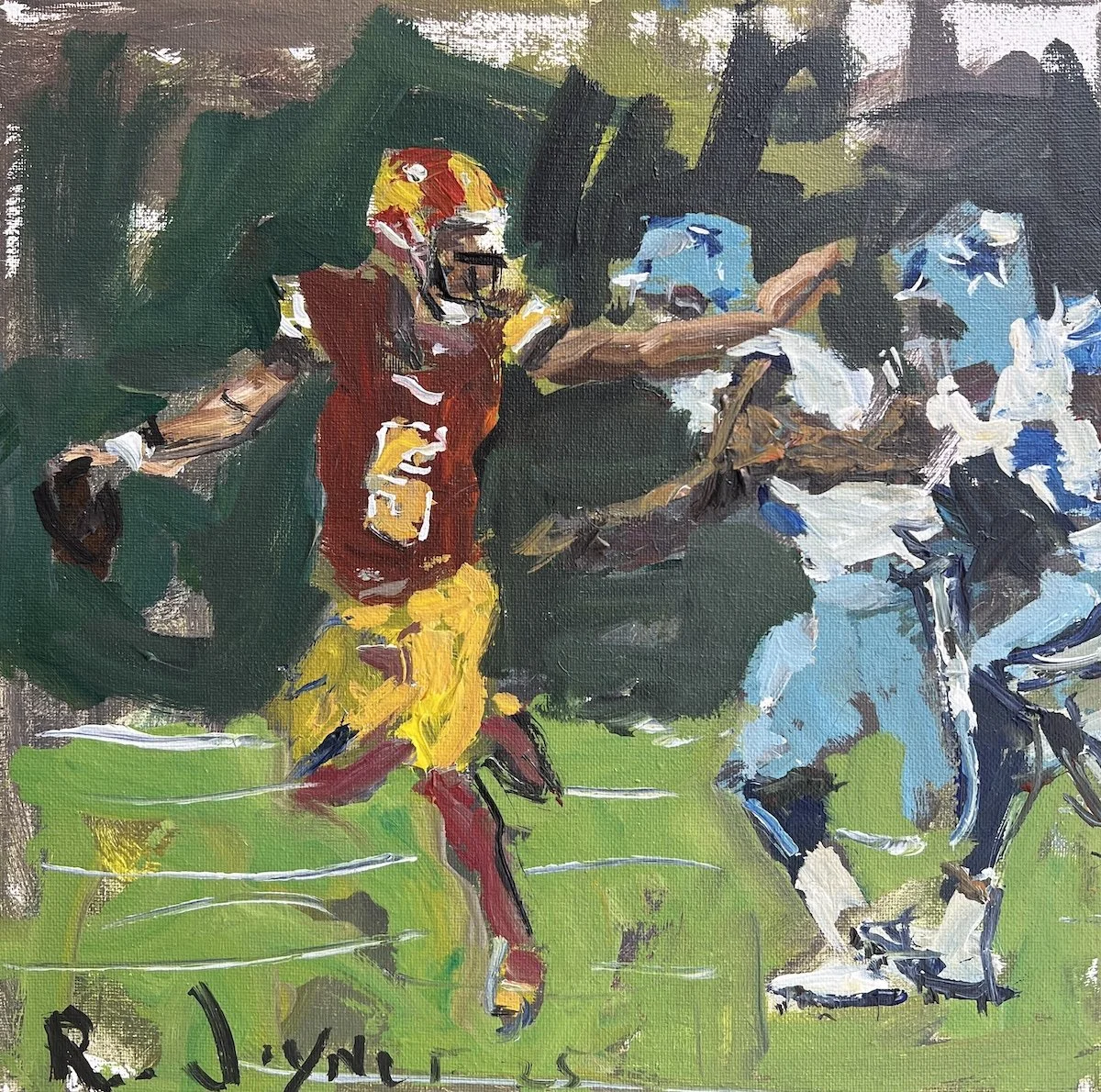Original abstract painting with Dallas Cowboys and Washington Commanders
