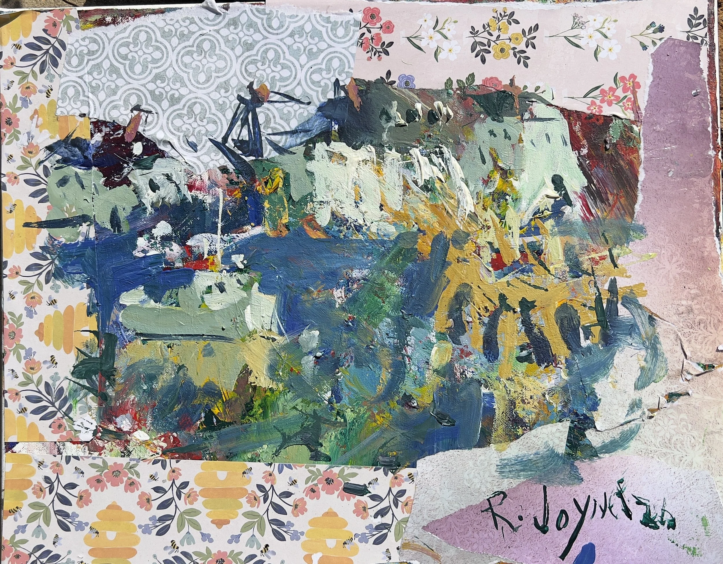 Mixed media and college landscape painting