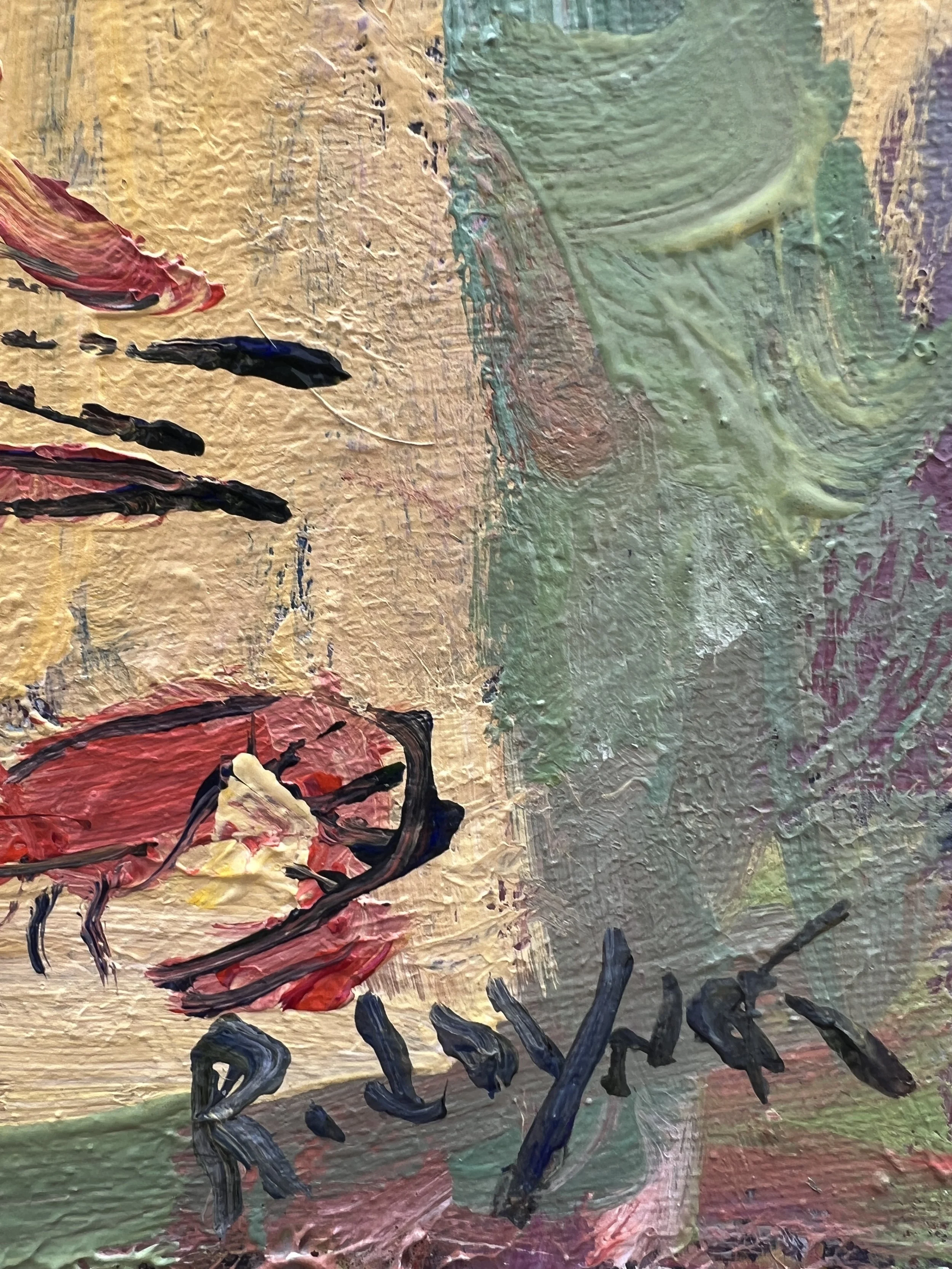 Signature detail of Loose expressive original painting of Zatarain's crawfish boil seasoning box