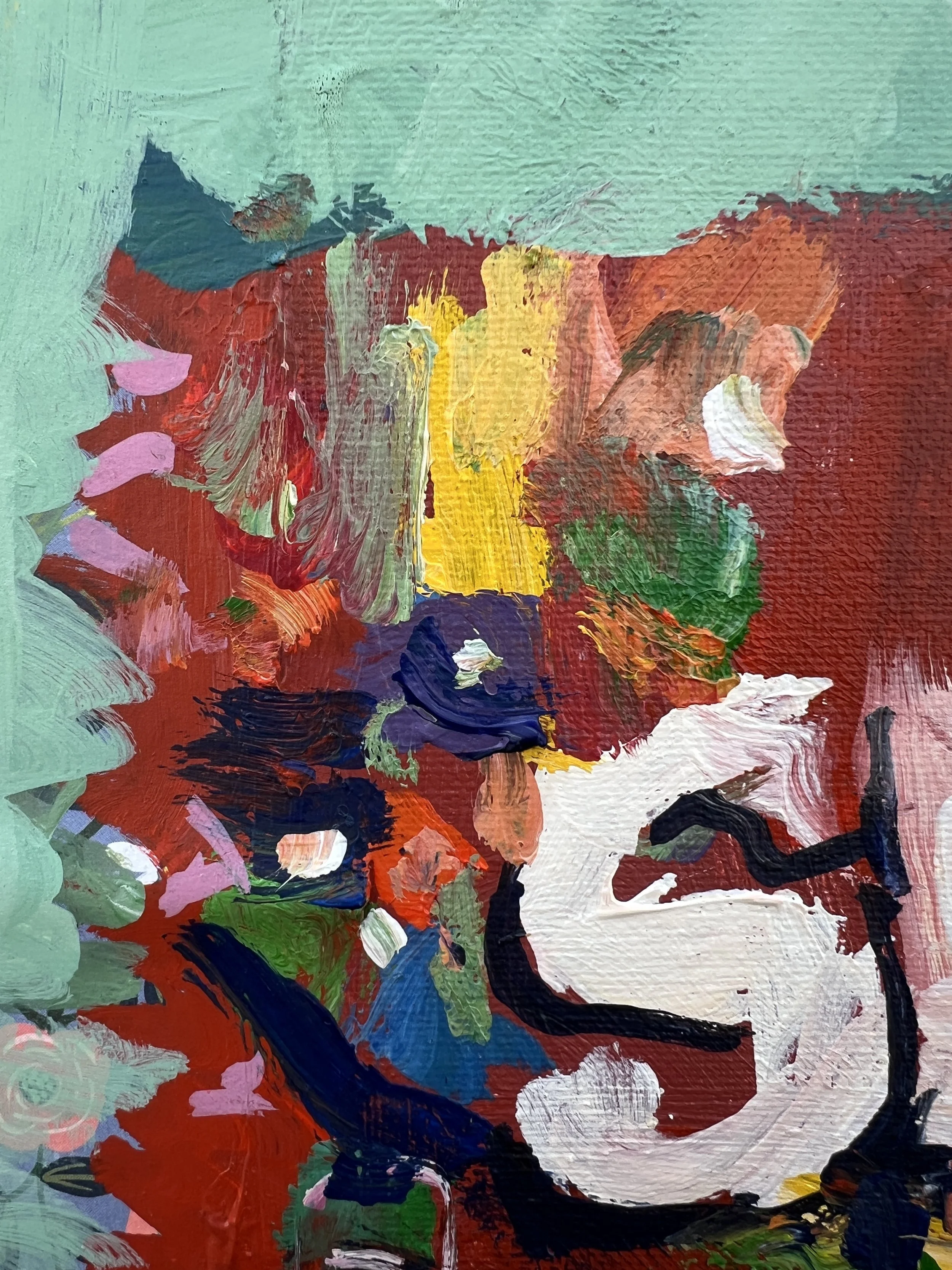 Detail view of Vibrant expressive painting of Skittles Original candy