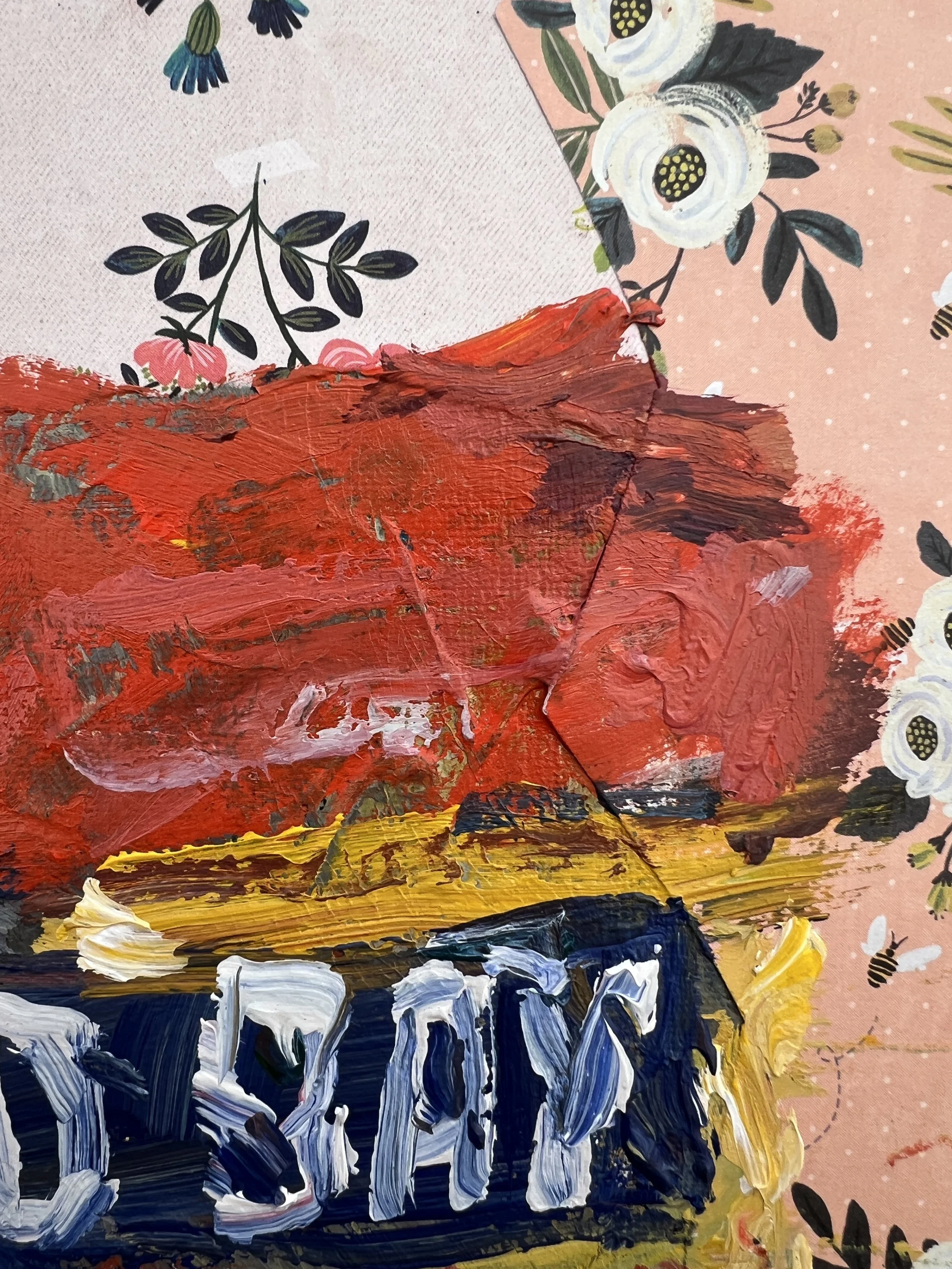 Close-up of Loose expressive original painting of Old Bay seasoning can