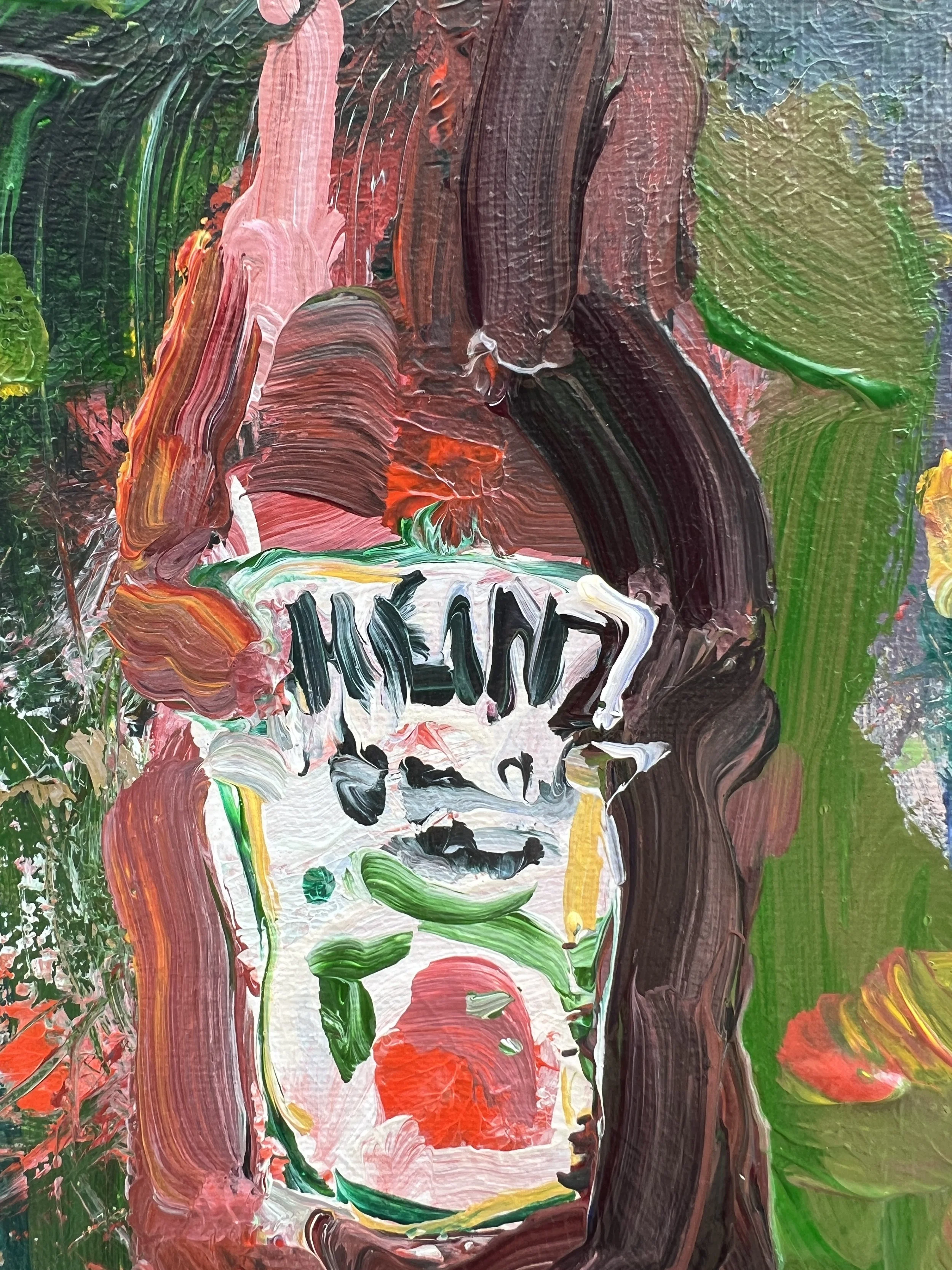 Close-up detail of Loose expressive original painting of Heinz ketchup bottle