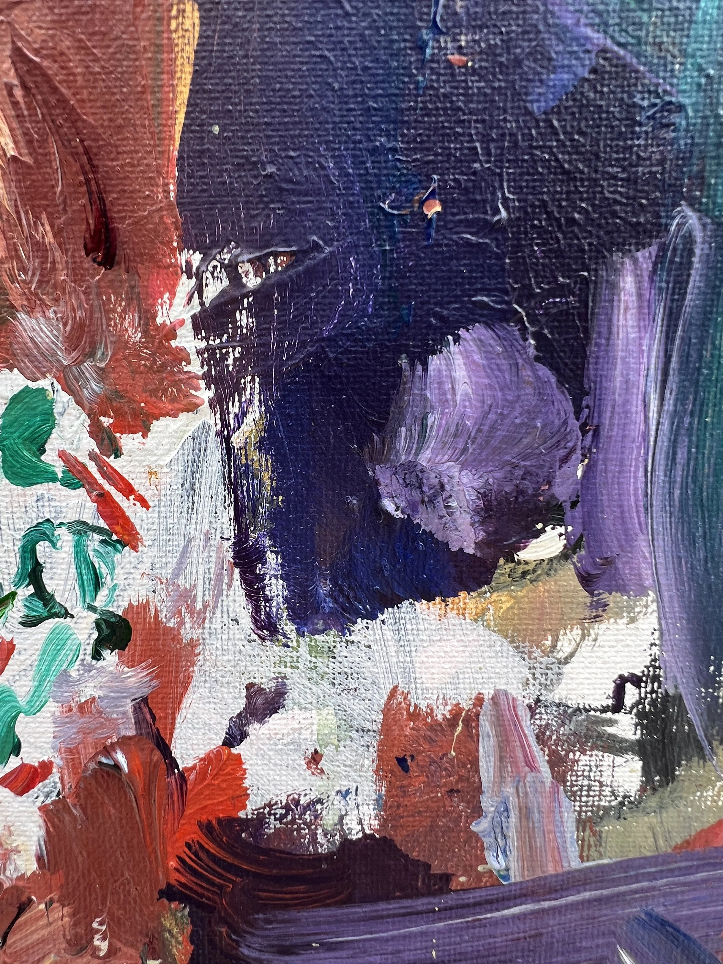 Texture detail of Loose expressive original painting of Tabasco sauce bottle