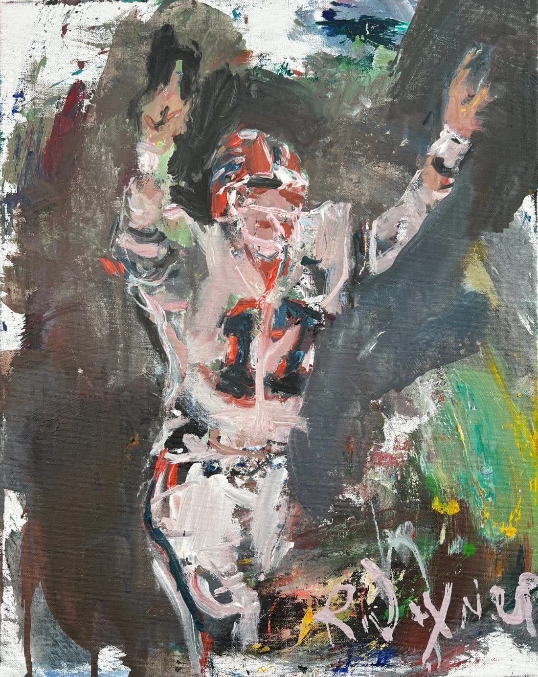Jim Kelly Buffalo Bills quarterback touchdown celebration original painting, acrylic sports art by Robert Joyner