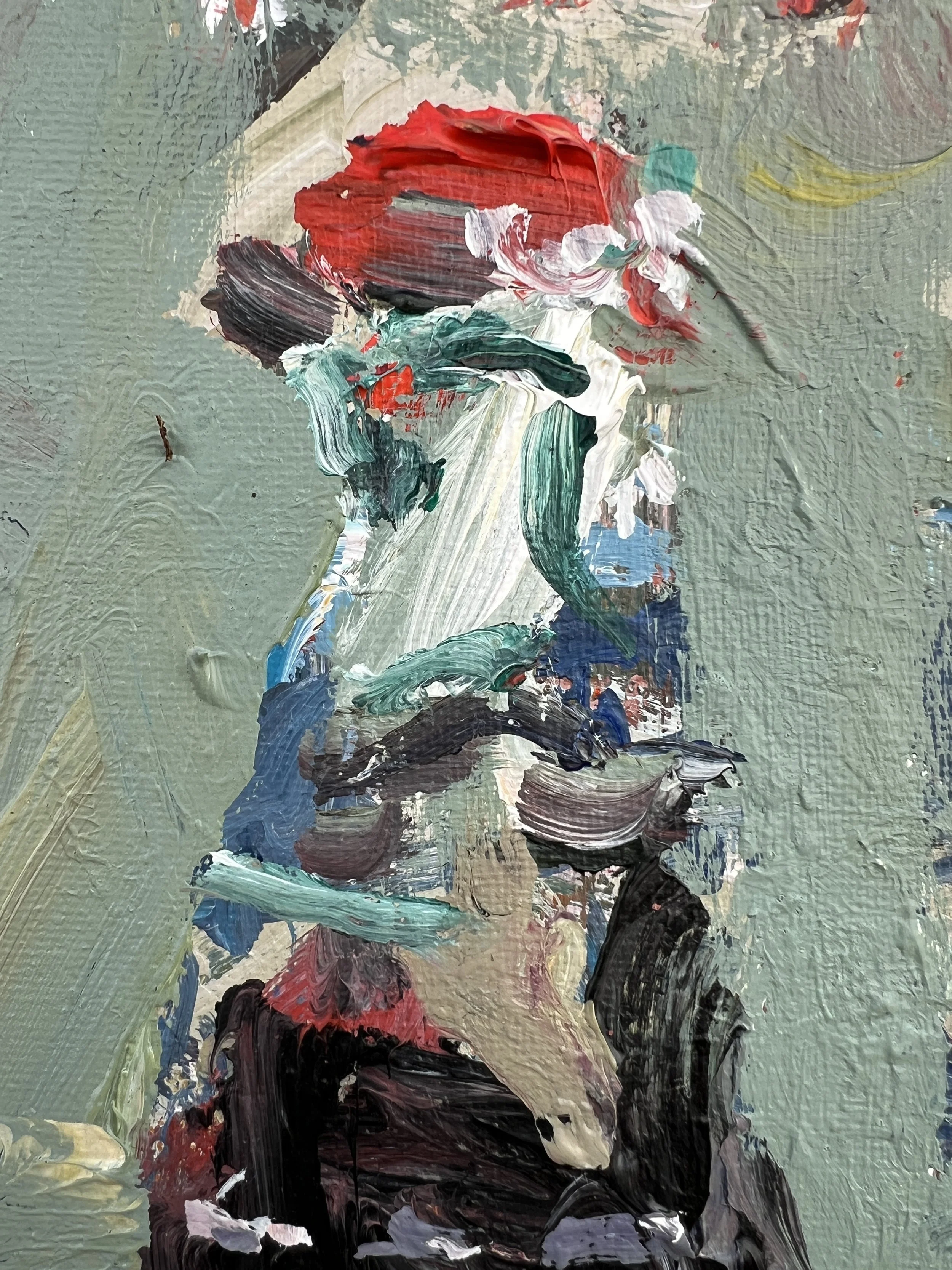 Detail view of Loose expressive original painting of Coca-Cola glass bottle