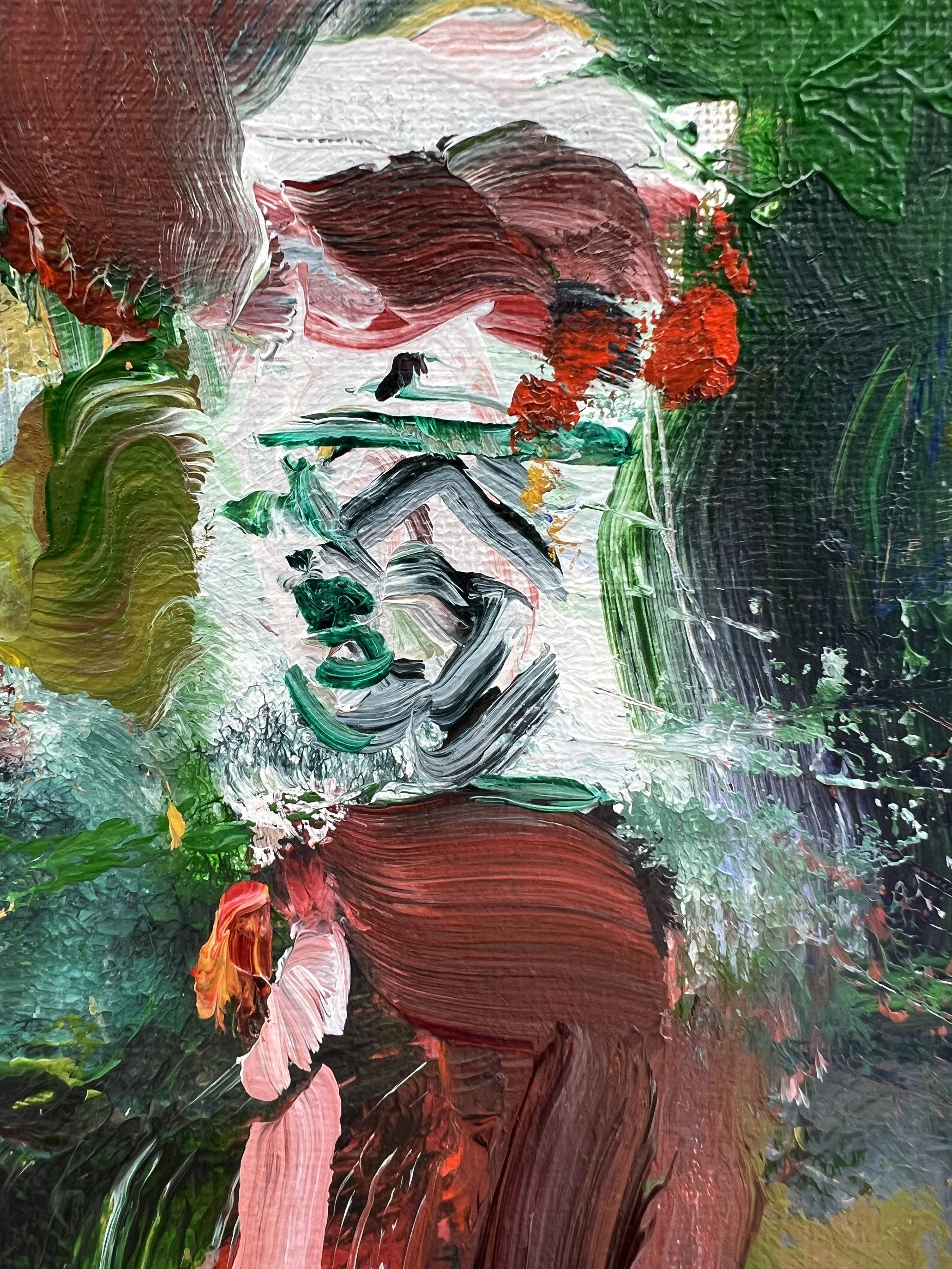 Detail view of Loose expressive original painting of Heinz ketchup bottle