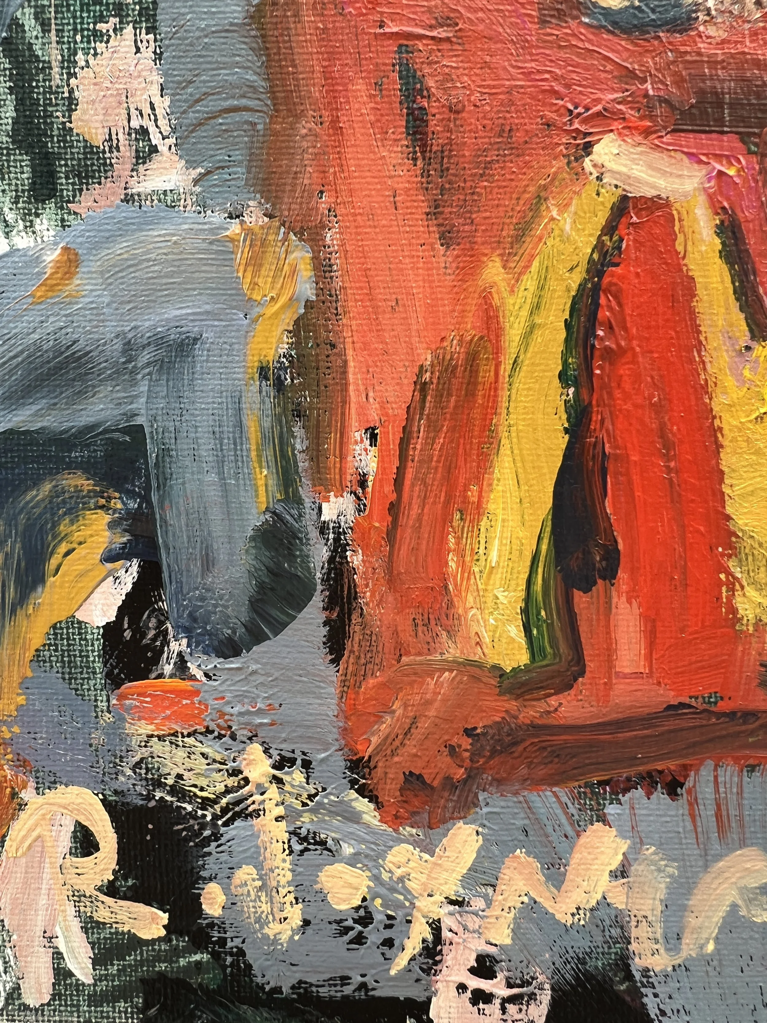 Texture detail of Loose expressive original painting of McDonald's french fries