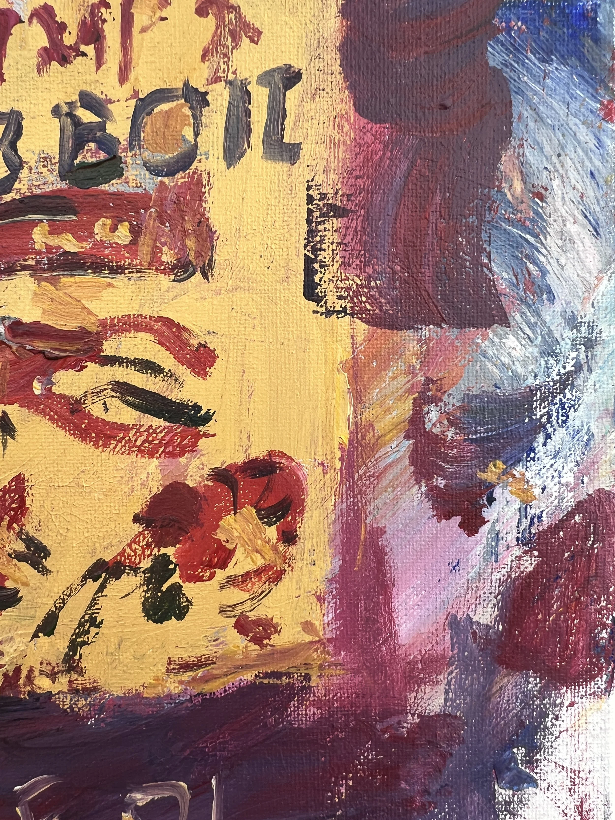 Bold, vibrant still life featuring a box of Zatarain's Crawfish, Shrimp & Crab Boil seasoning painting close up 5