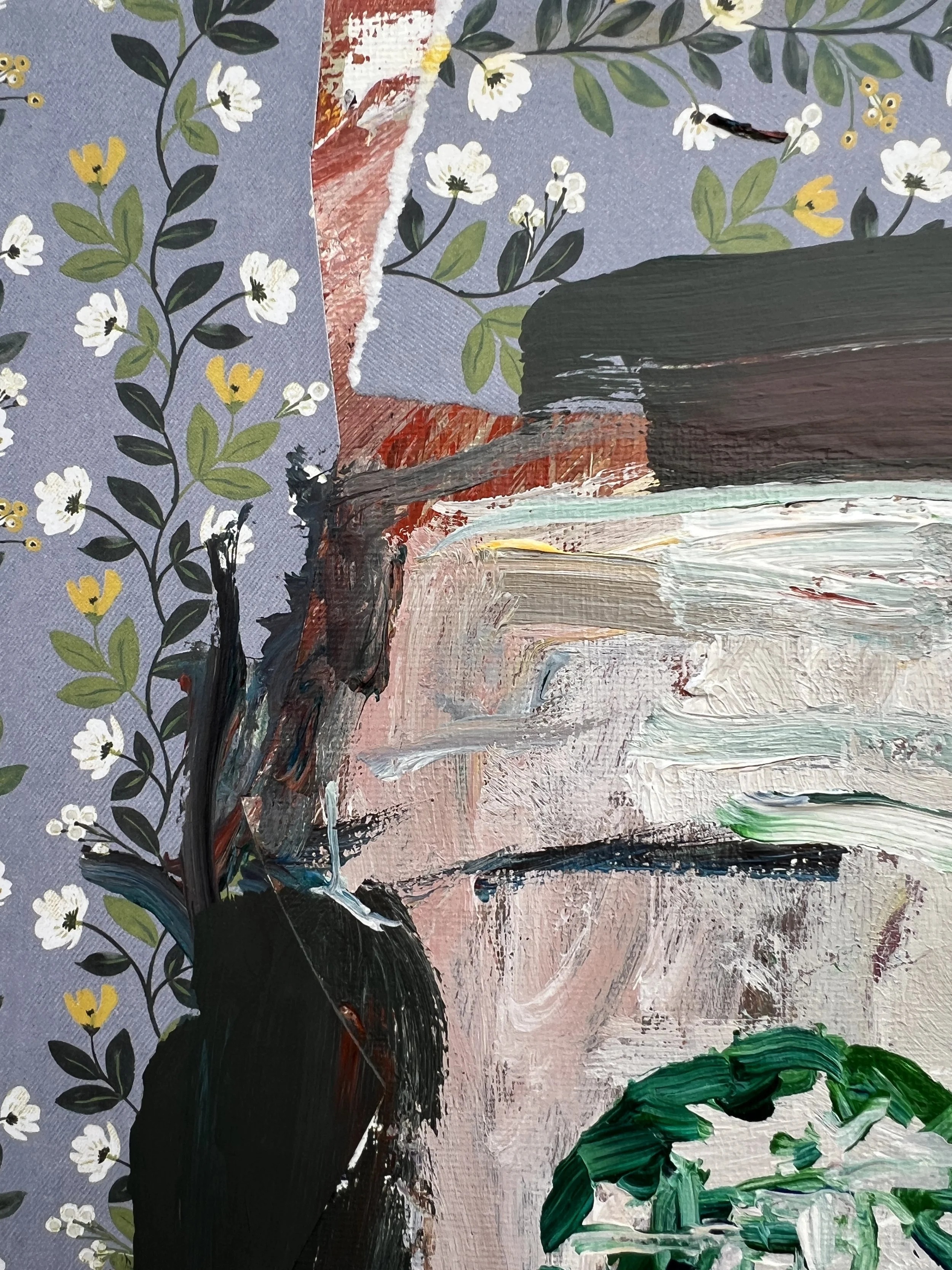 Detail view of Loose expressive original painting of a Starbucks coffee cup