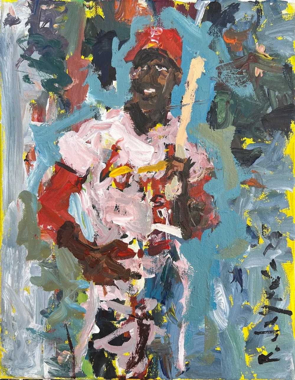 Abstract painting of St. Louis Cardinals legend Lou Brock