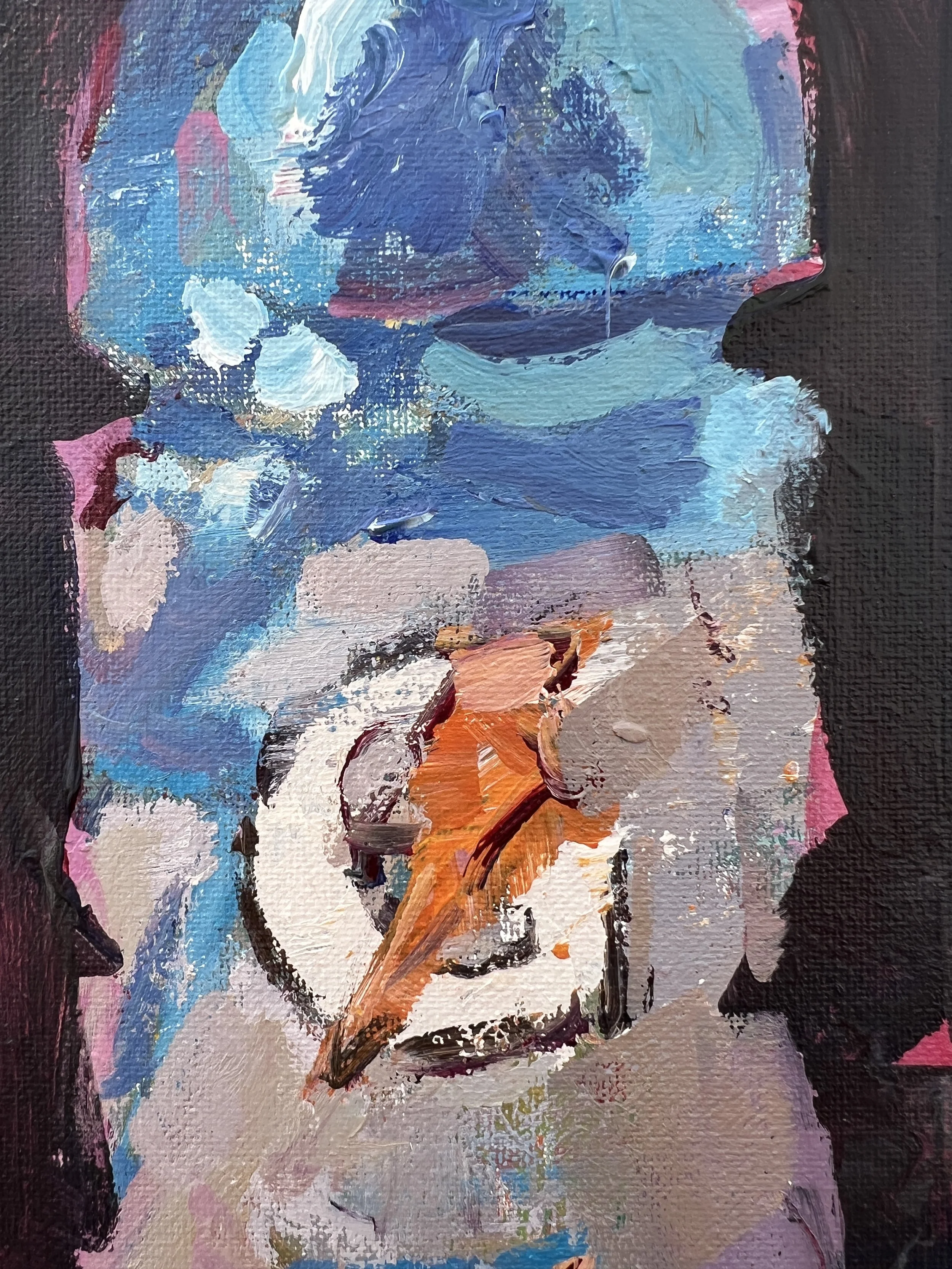 Expressive acrylic painting of an energy drink bottle with bold colors and dark abstract background close up 2