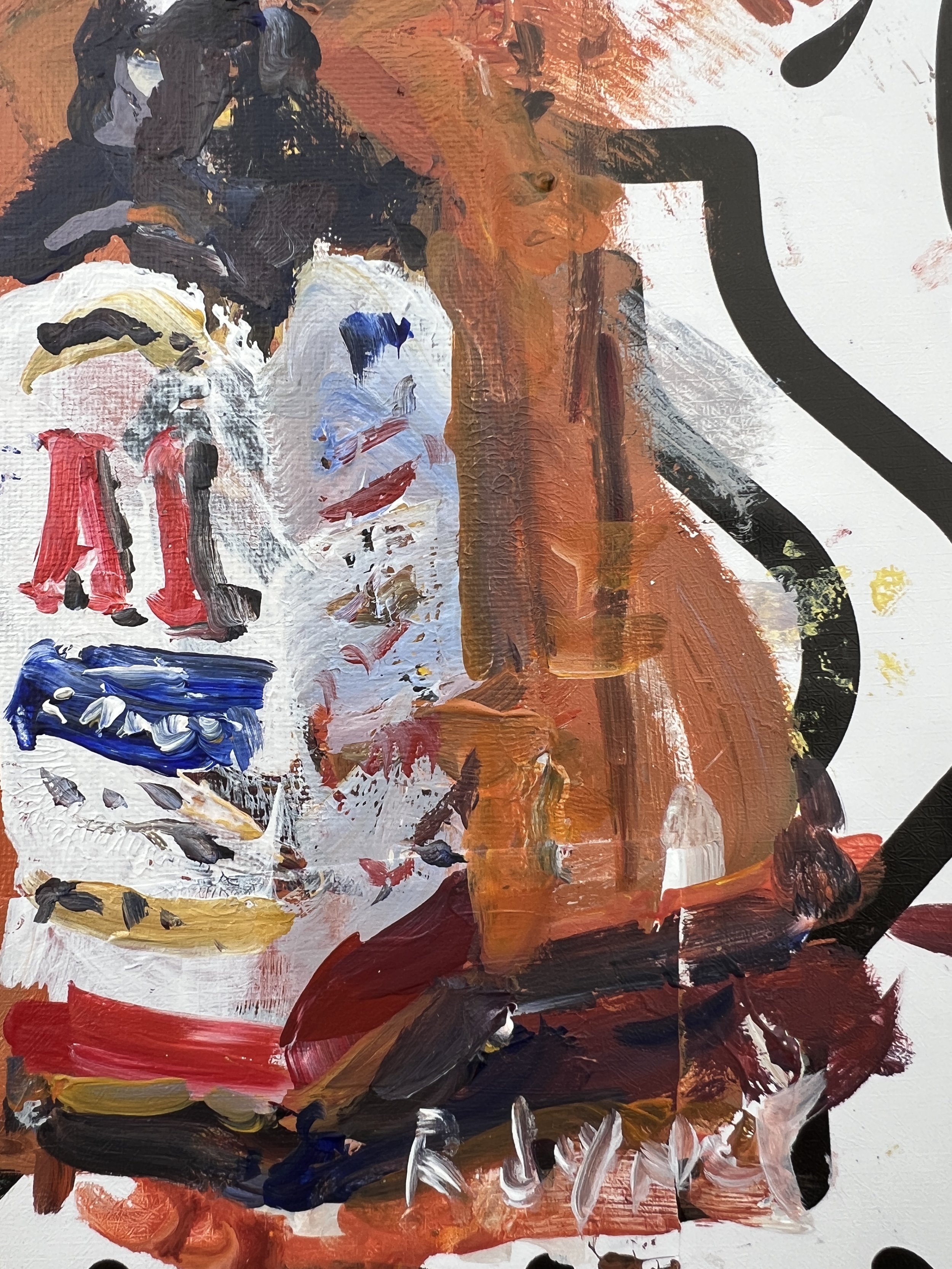 Texture detail of Bold expressive painting of A1 Steak Sauce bottle