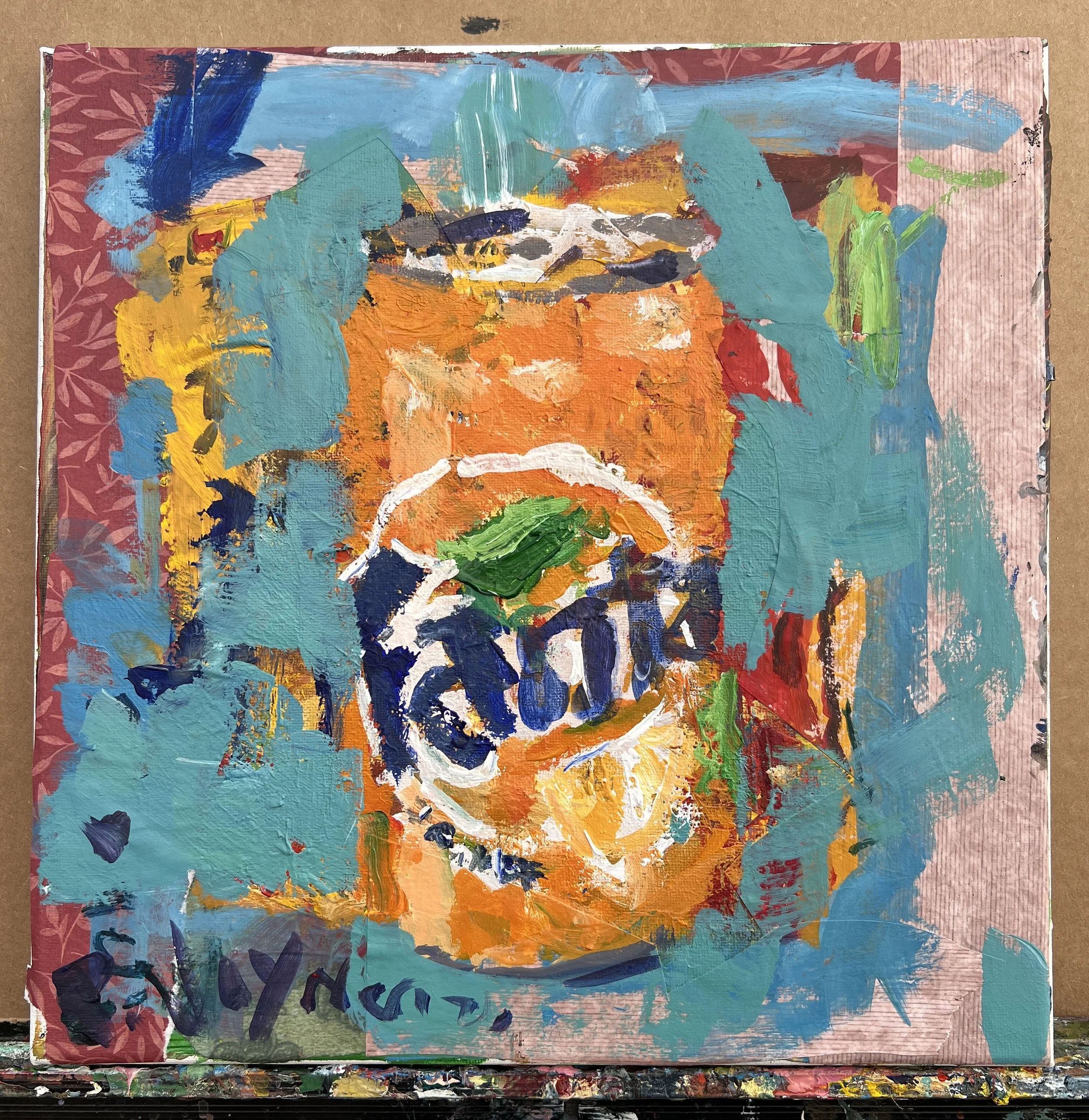 Pop open some creativity with this stunning original painting of a Fanta orange soda can shows all edges