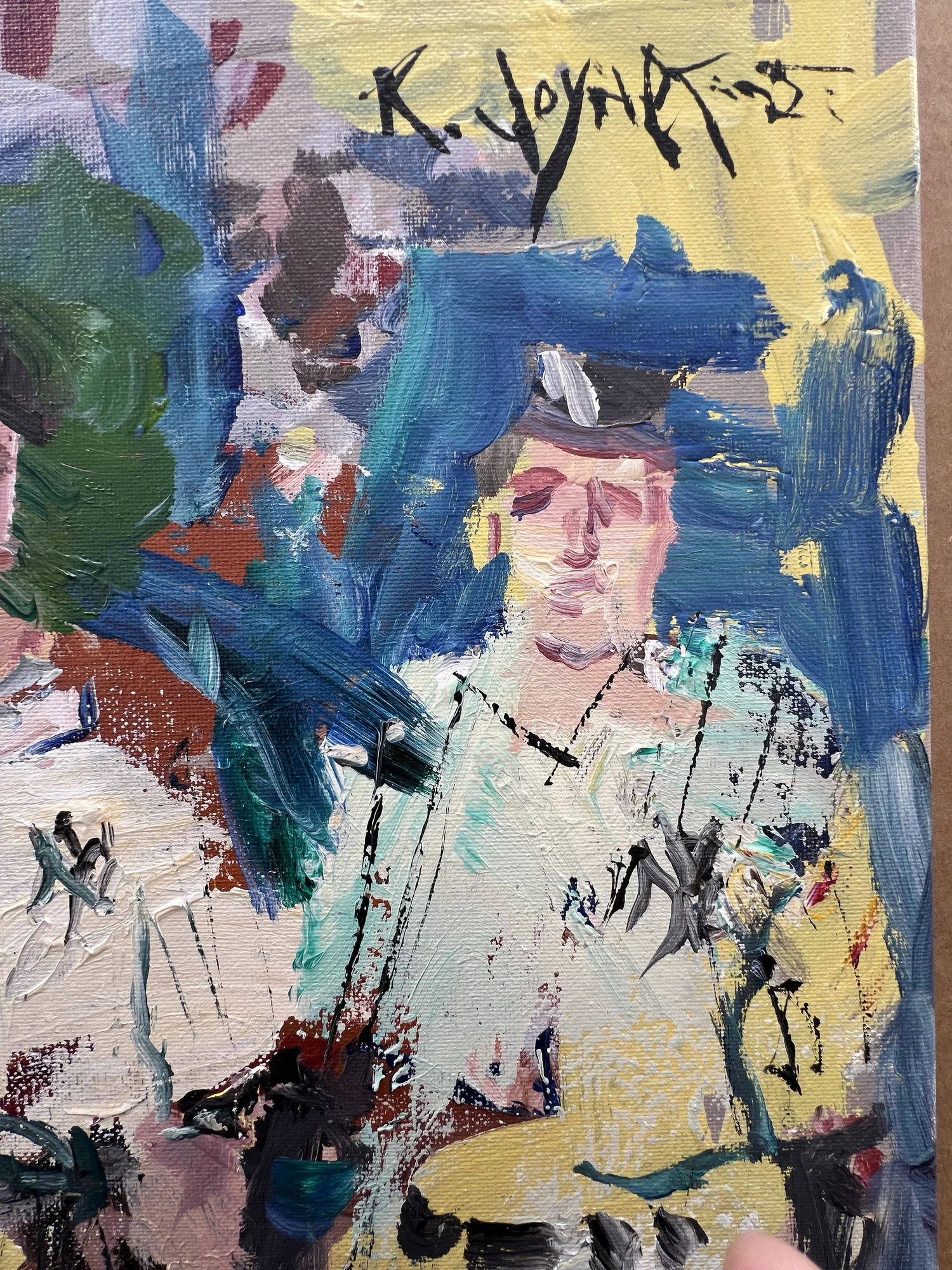 yankees-legends-mantle-dimaggio-maris-original-painting-closeup-6.webp