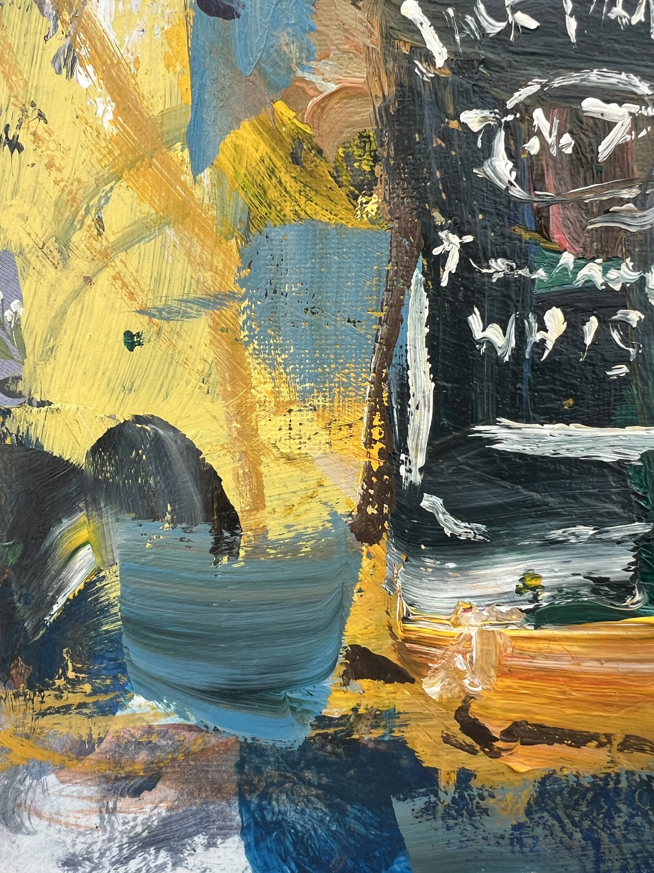 Texture detail of Bold expressive painting of Jack Daniel's whiskey bottle