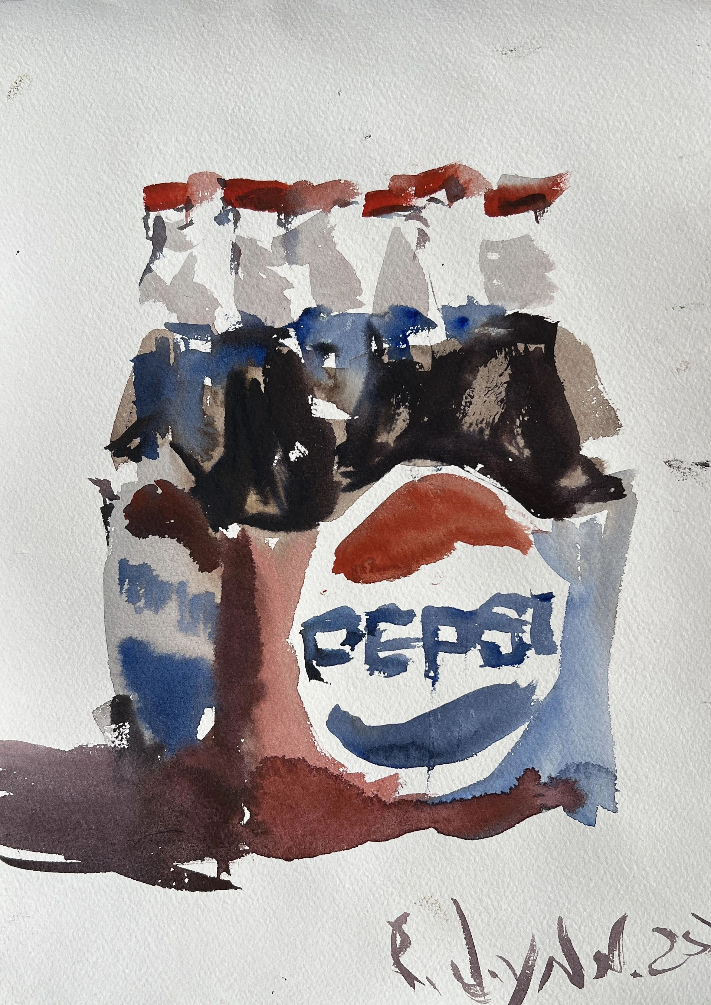 Pepsi Cola 6-Pack Watercolor Kitchen Art Print