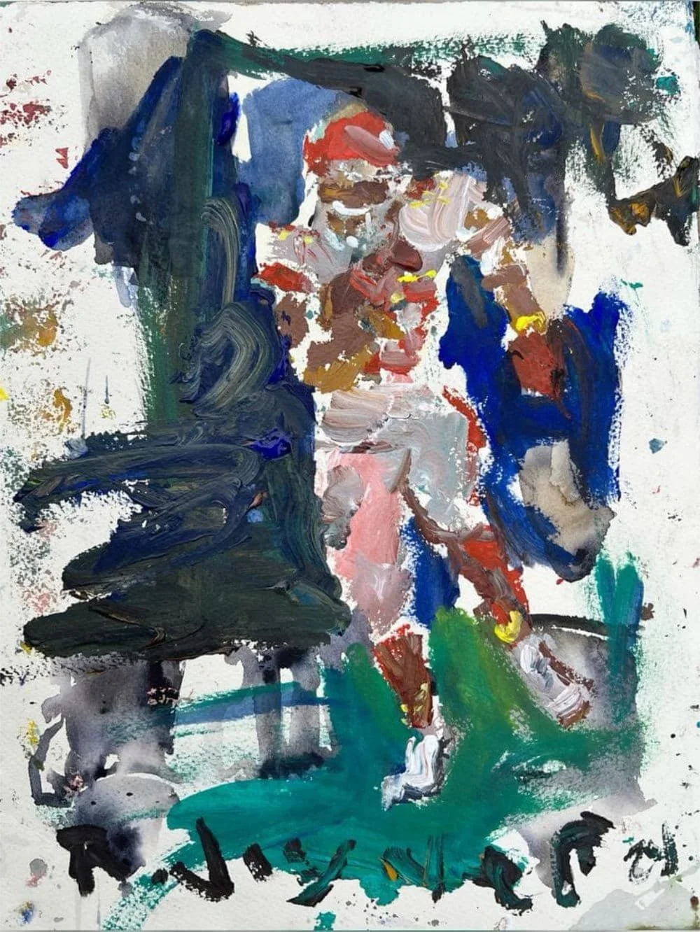 Hand-painted artwork of Travis Kelce Chiefs tight end making championship catch