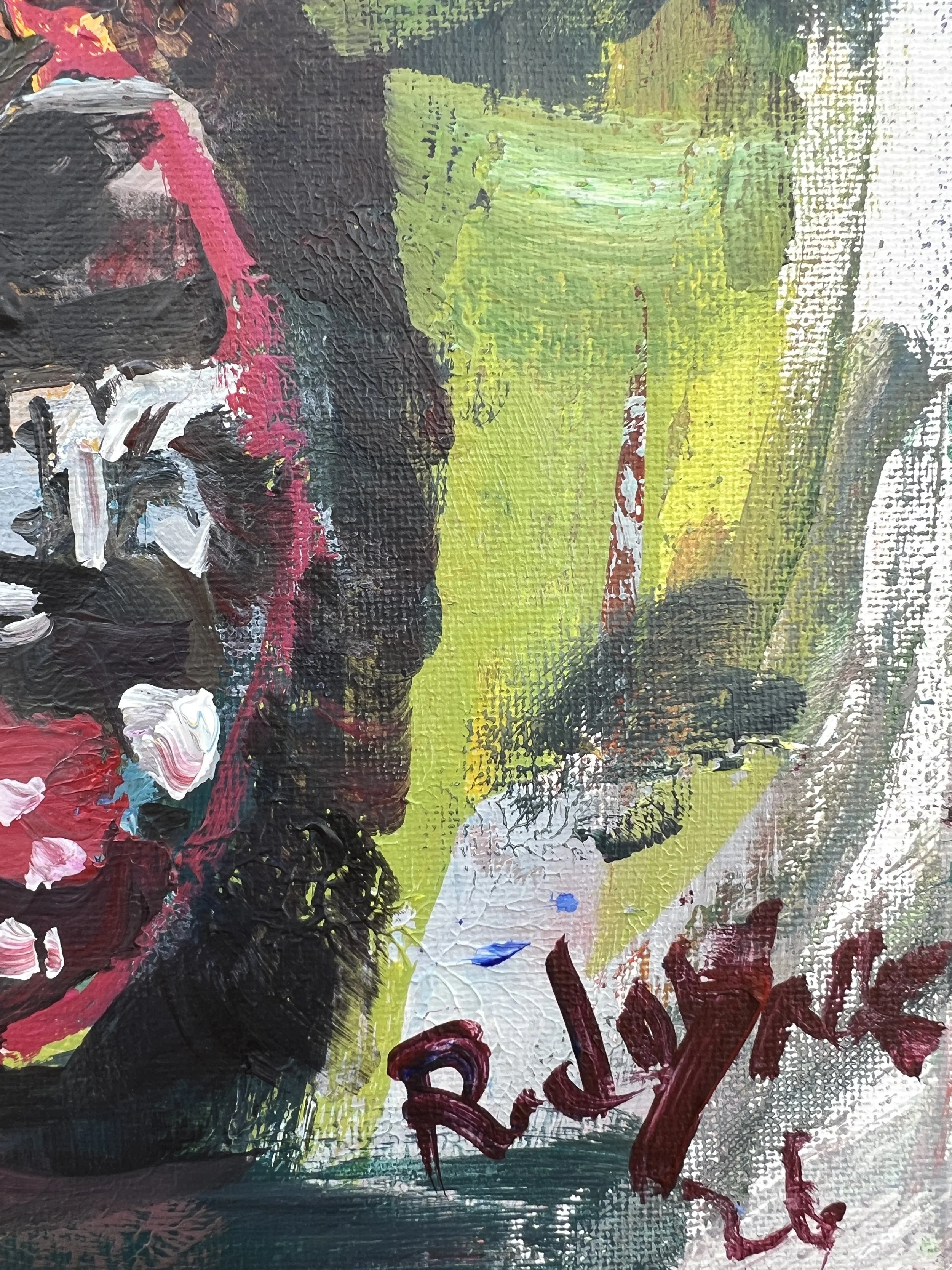 Bold, expressive painting featuring a bottle of Hershey's chocolate syrup - close up 5