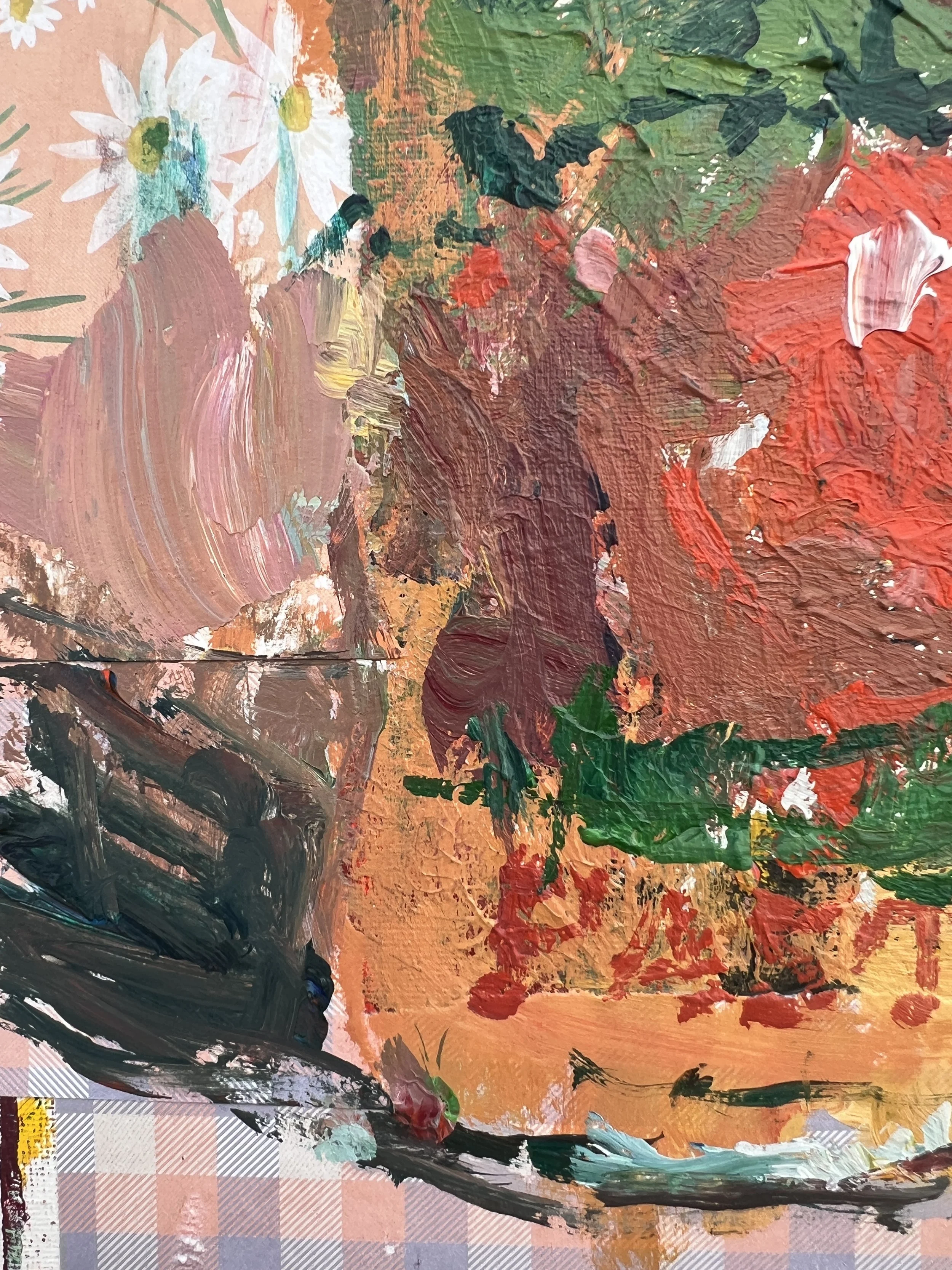 Texture detail of Loose expressive original painting of a Cento tomato paste can