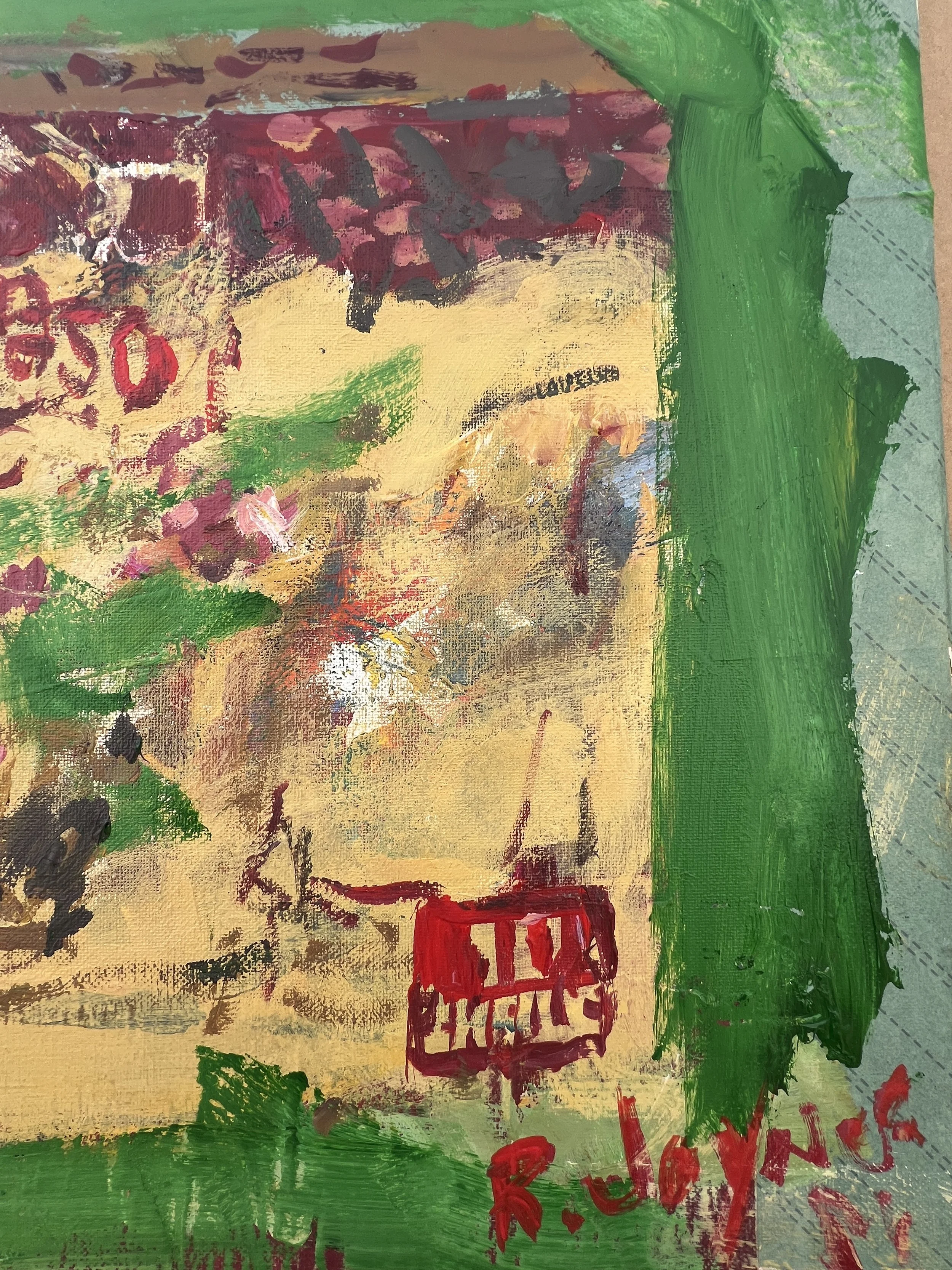 Bold expressive painting of Old El Paso Stand 'n Stuff taco shells box in vibrant colors, acrylics on 20x16 canvas - close up 4