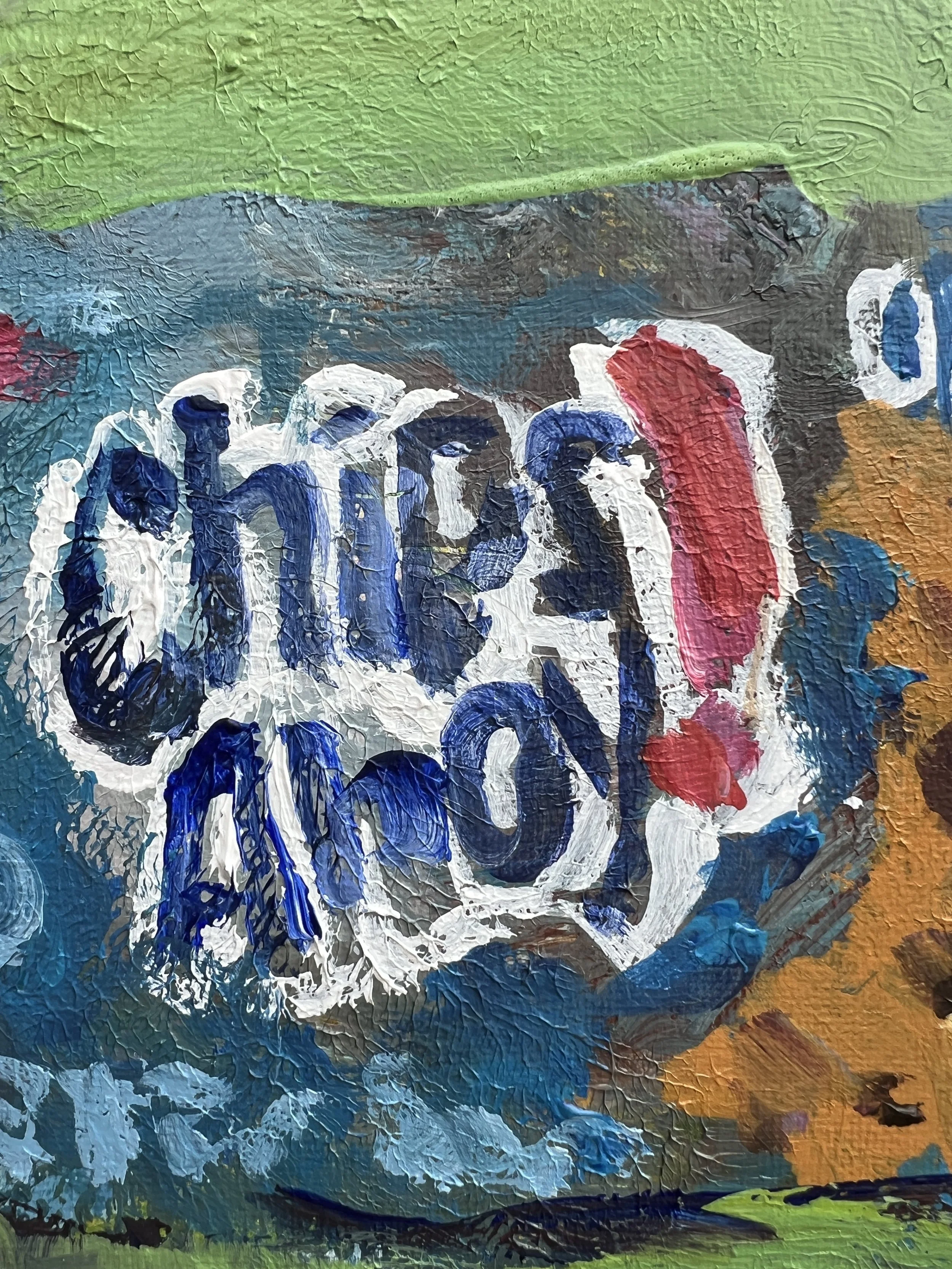 Vibrant, playful still life featuring a bag of Chips Ahoy cookies rendered in bold, expressive brushwork.close up 2