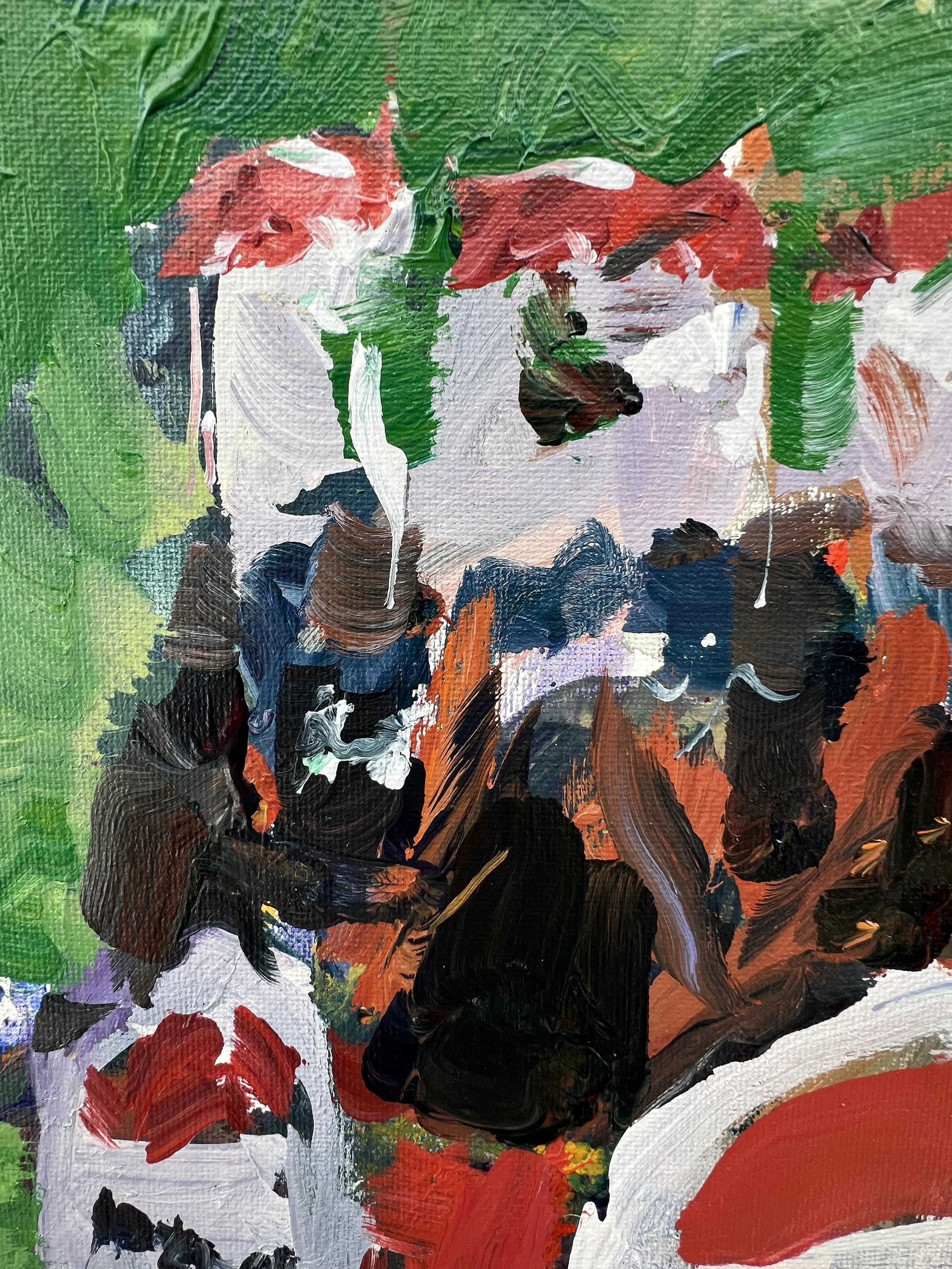 Detail view of Loose expressive original painting of Pepsi Cola six-pack bottles