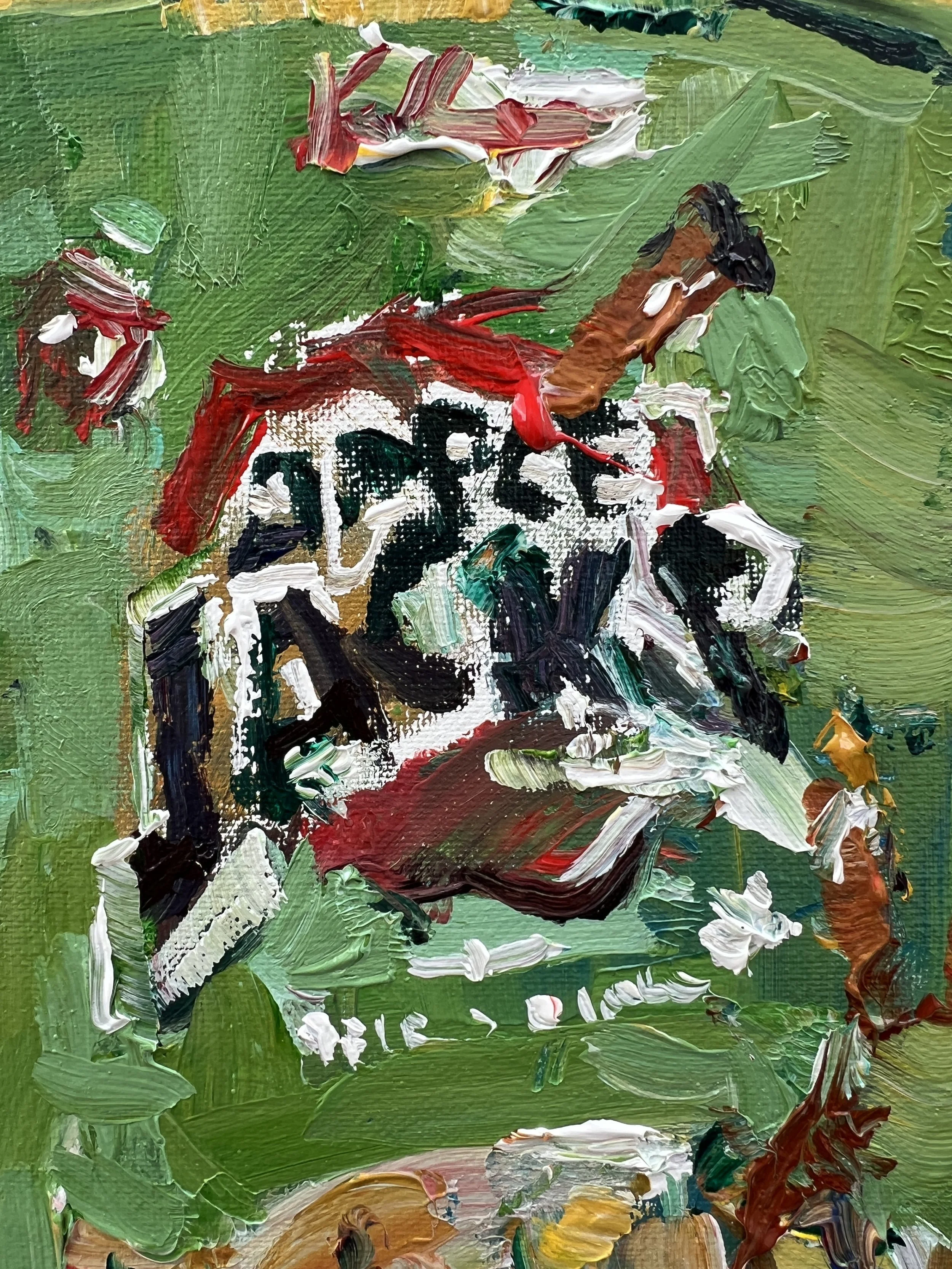 Bold expressive painting of Apple Jacks cereal box close up 3