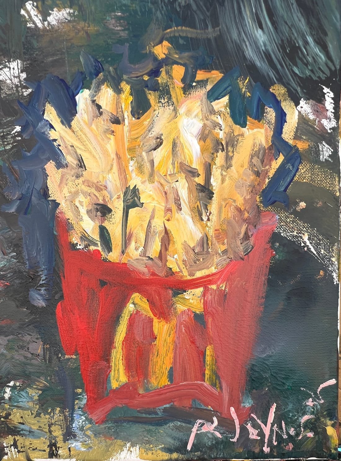 McDonald's French fries pop art painting in red box, iconic fast food artwork for wall decor