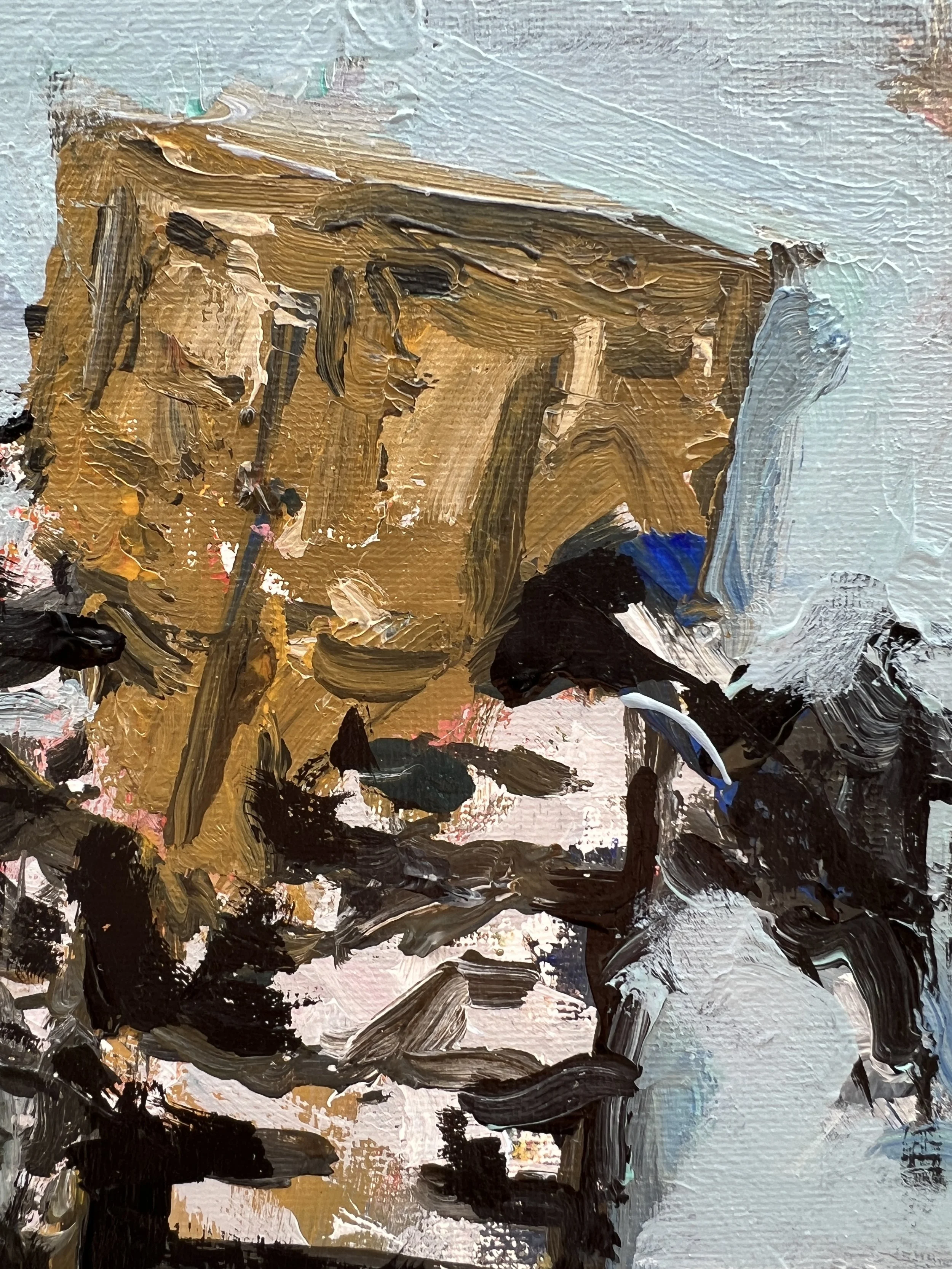 Close-up detail of Loose expressive original painting of Hershey's chocolate bar