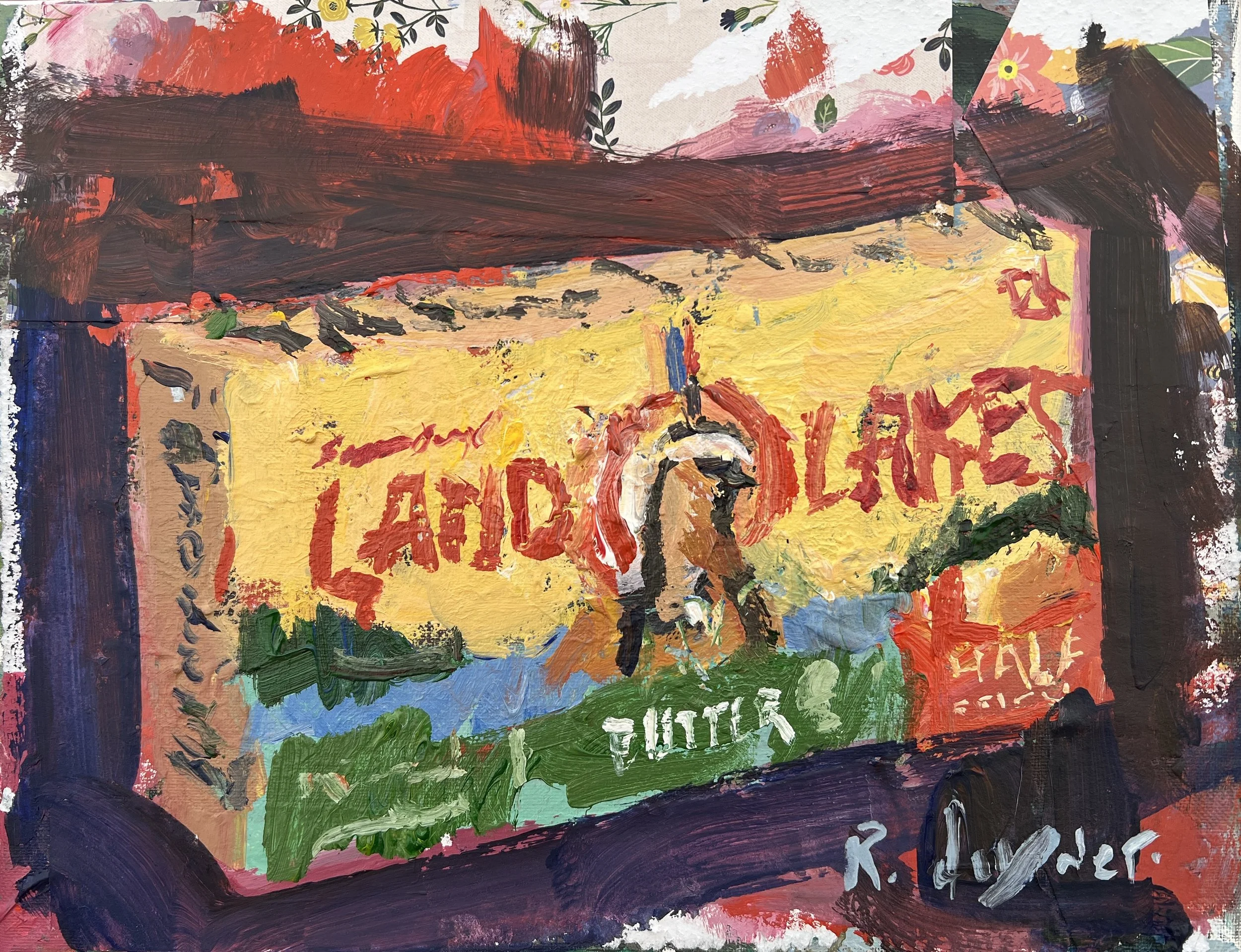 Loose expressive painting of Land O'Lakes butter - kitchen wall art