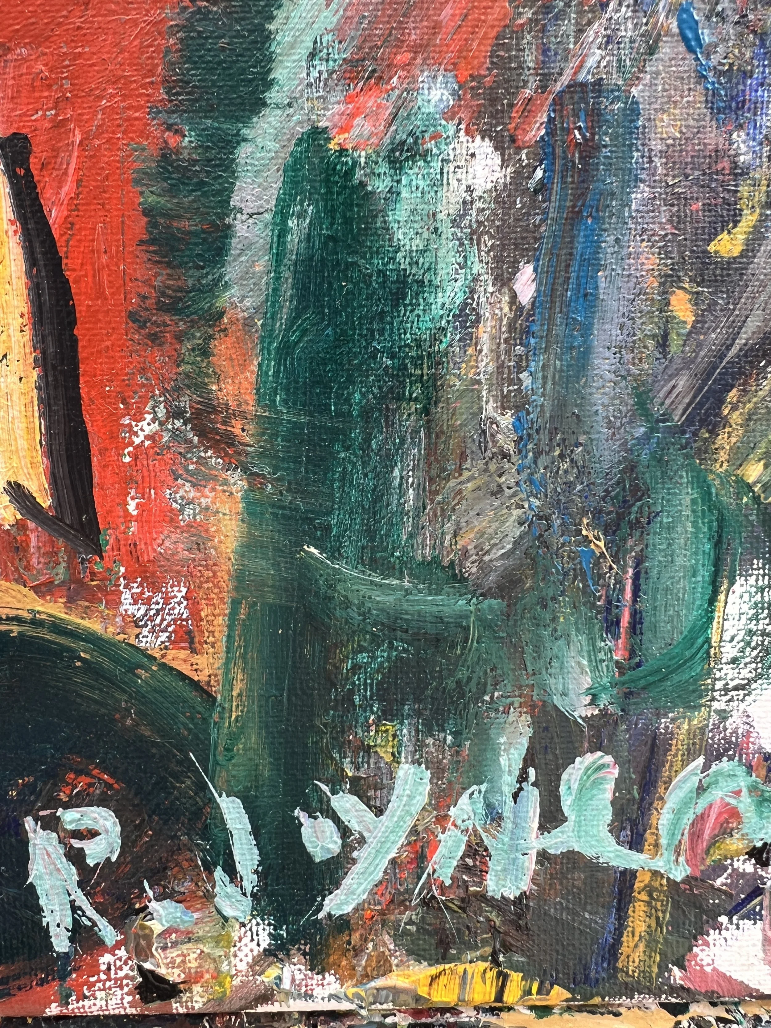 Texture detail of Loose expressive original painting of McDonald's french fries