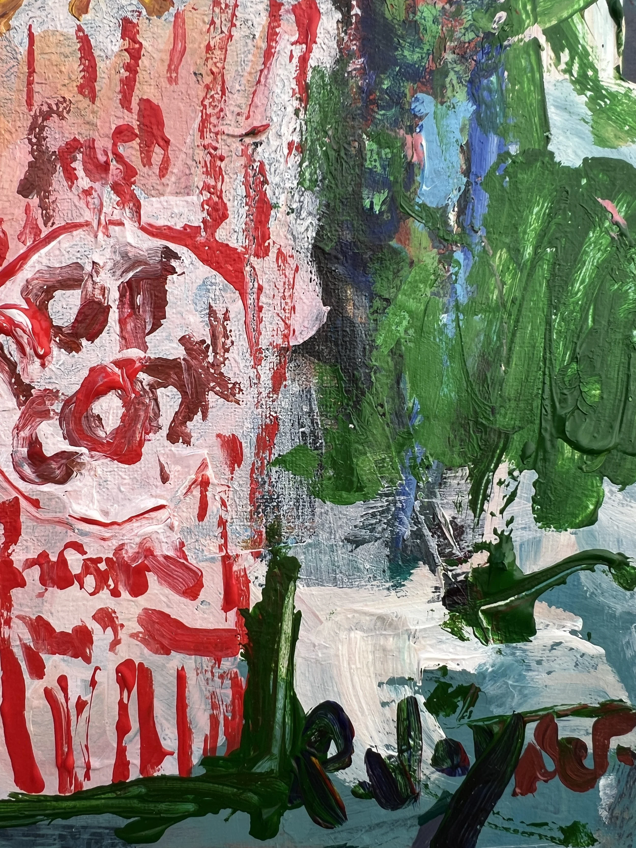 Original mixed media painting of box of popcorn - detail image 5