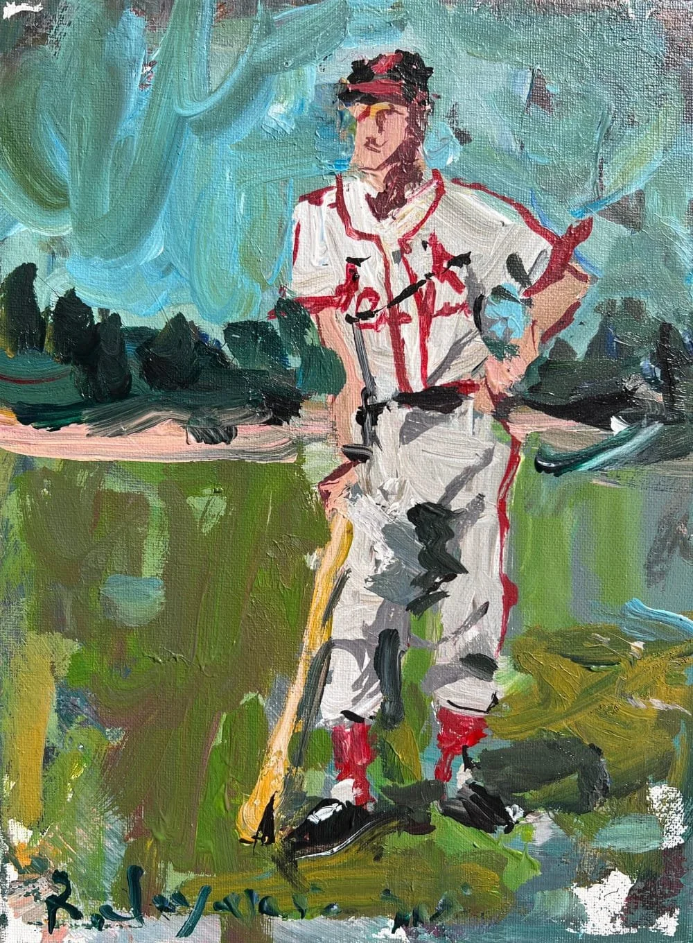 Acrylic portrait of Stan Musial Cardinals legend original baseball art
